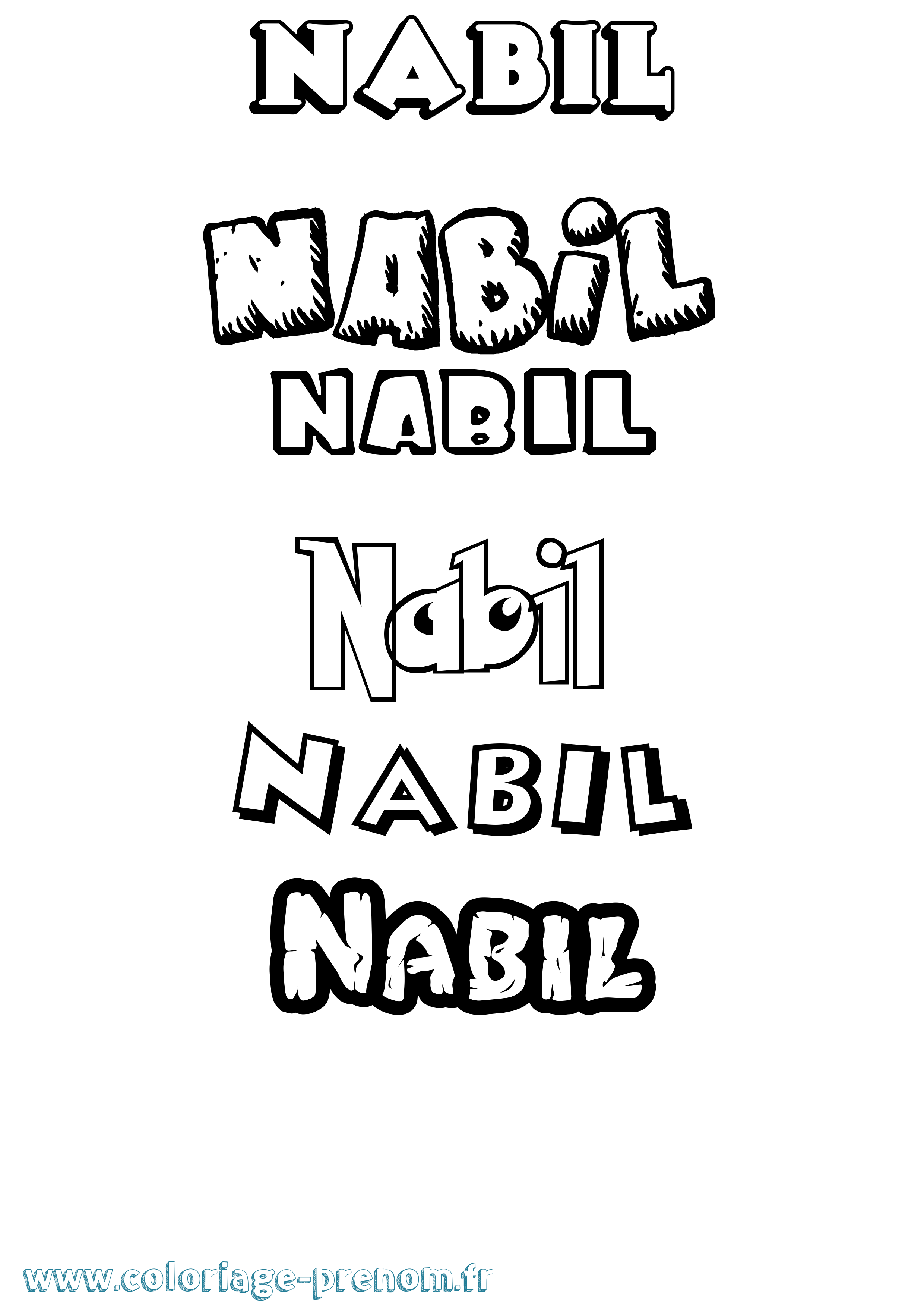 Coloriage prénom Nabil Dessin Animé