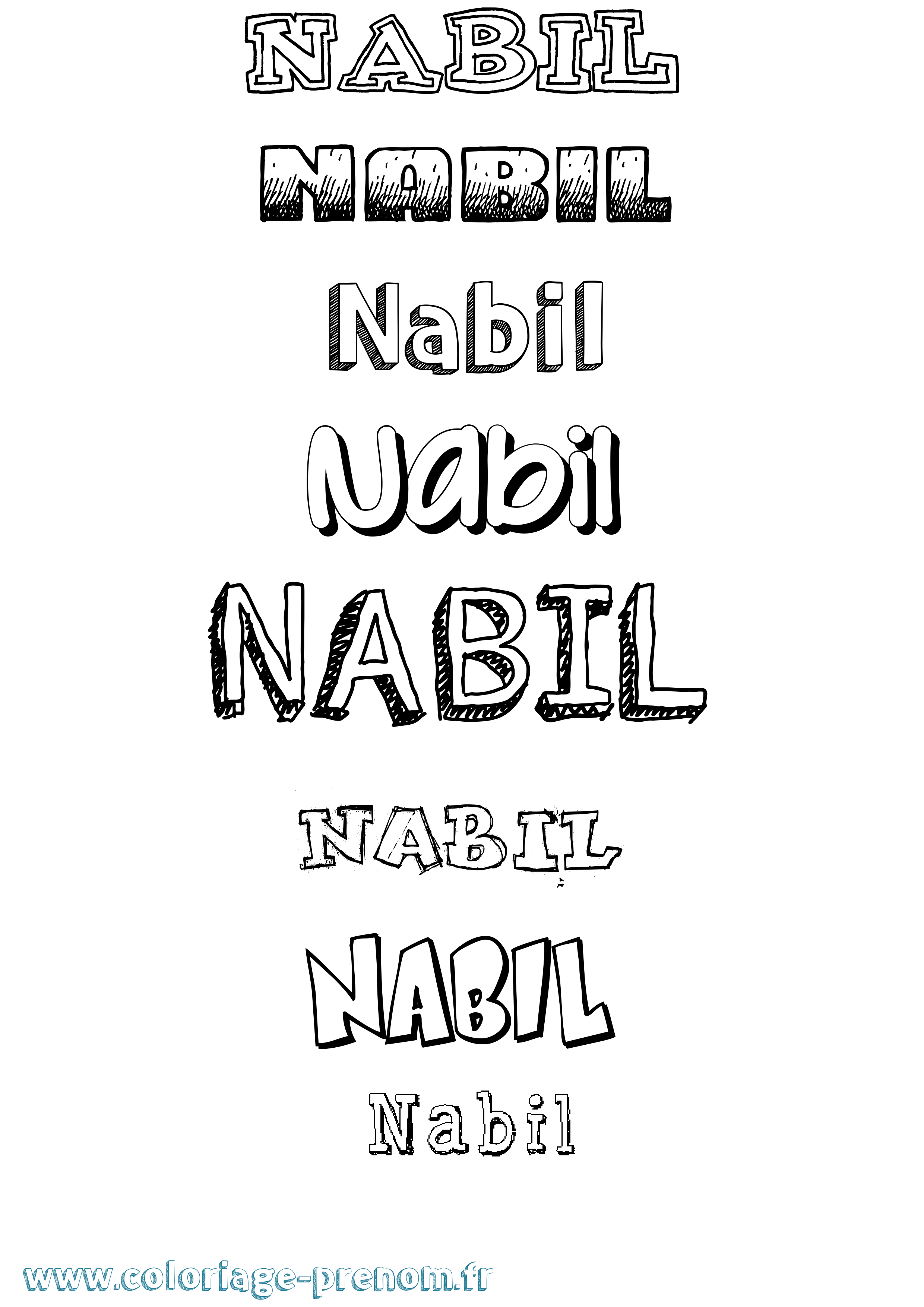 Coloriage prénom Nabil Dessiné