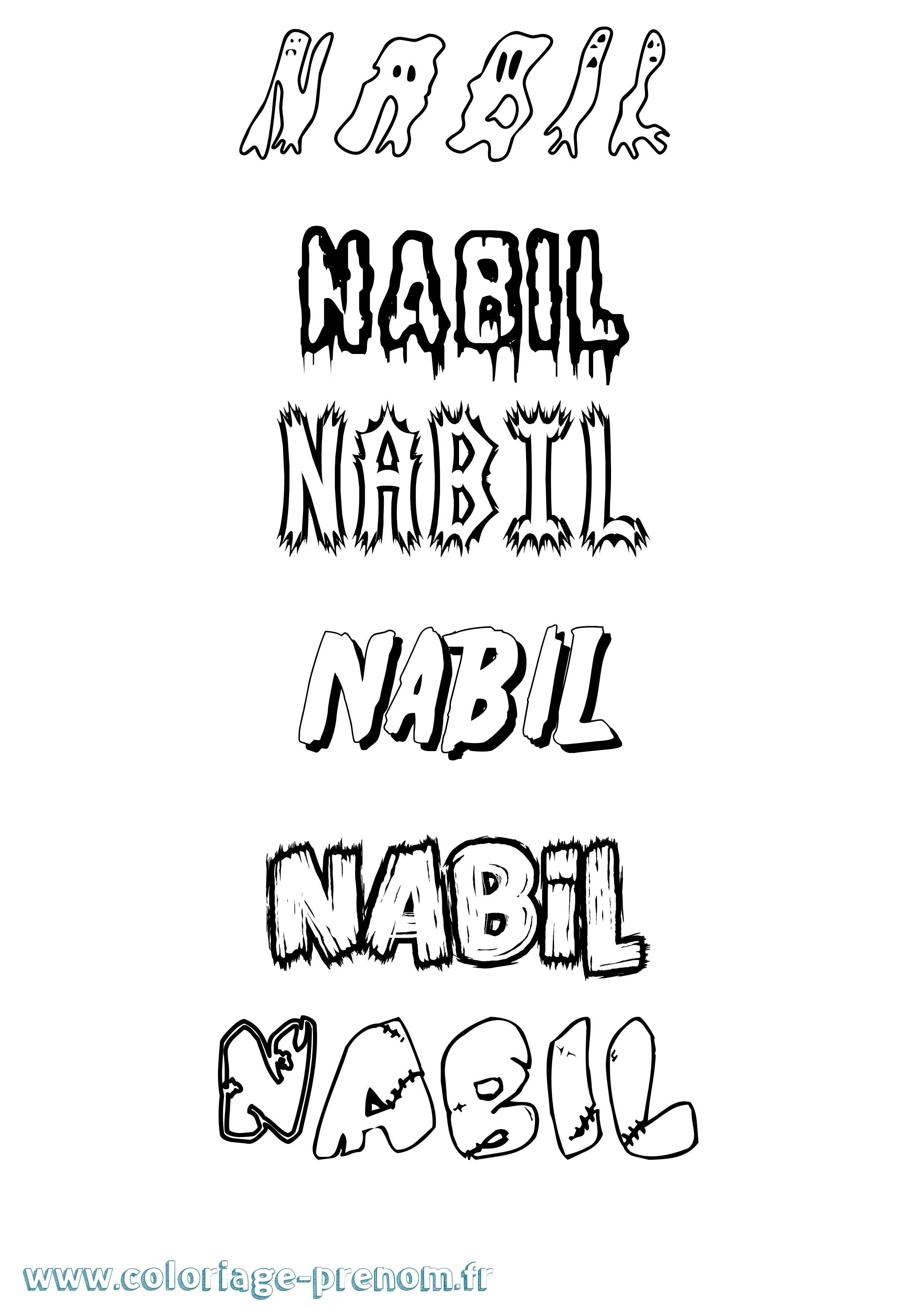 Coloriage prénom Nabil Frisson
