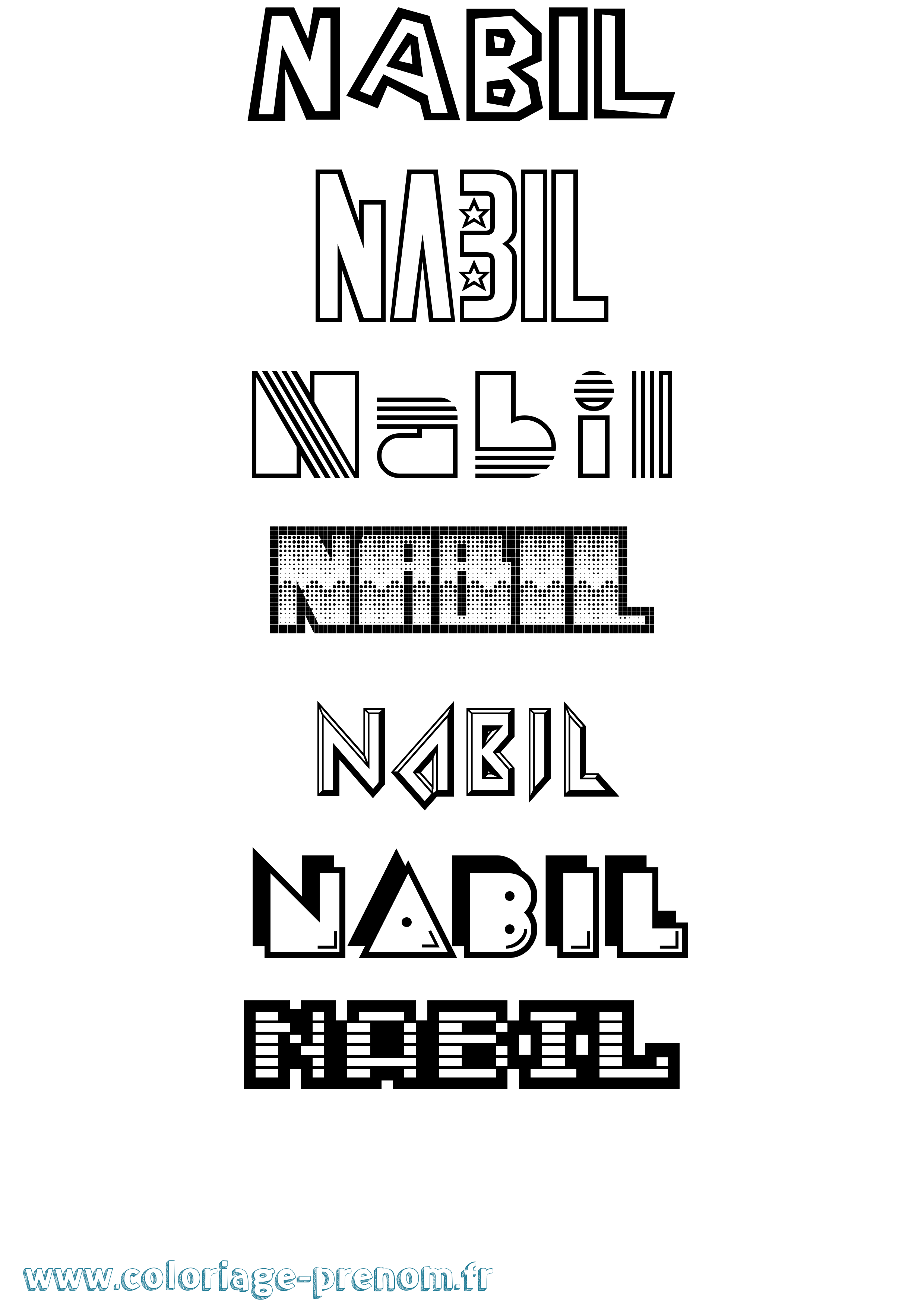 Coloriage prénom Nabil Jeux Vidéos