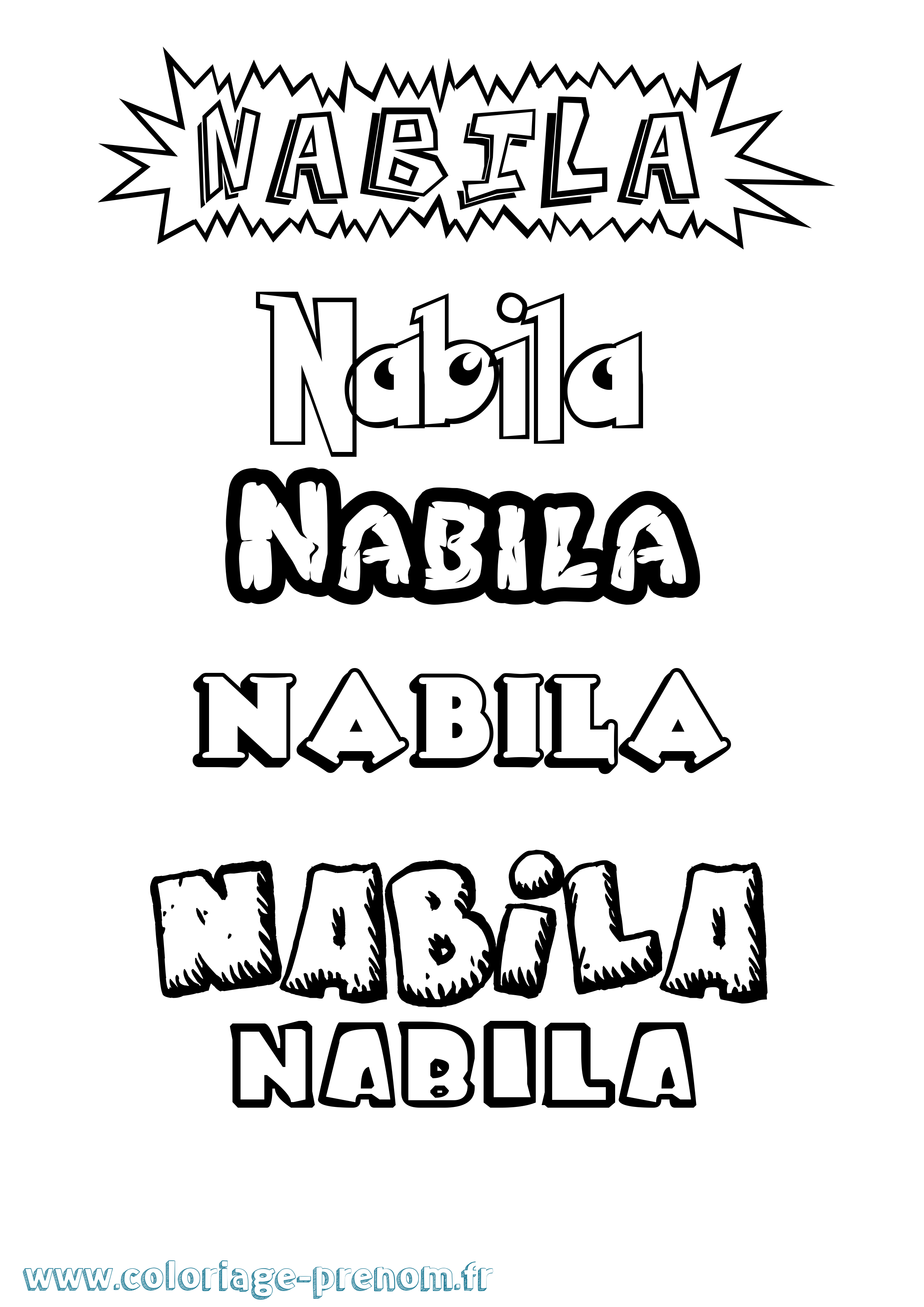 Coloriage Nabila Dessin Animé Coloriage prénom Nabila Dessin Animé