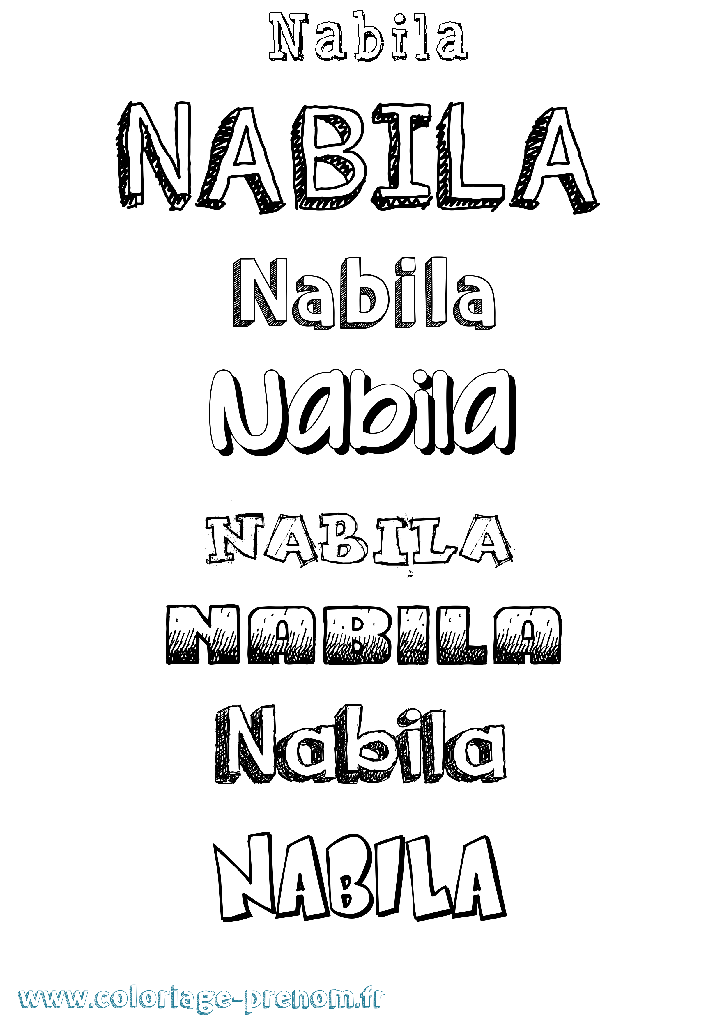 Coloriage Nabila Dessiné Coloriage prénom Nabila Dessiné