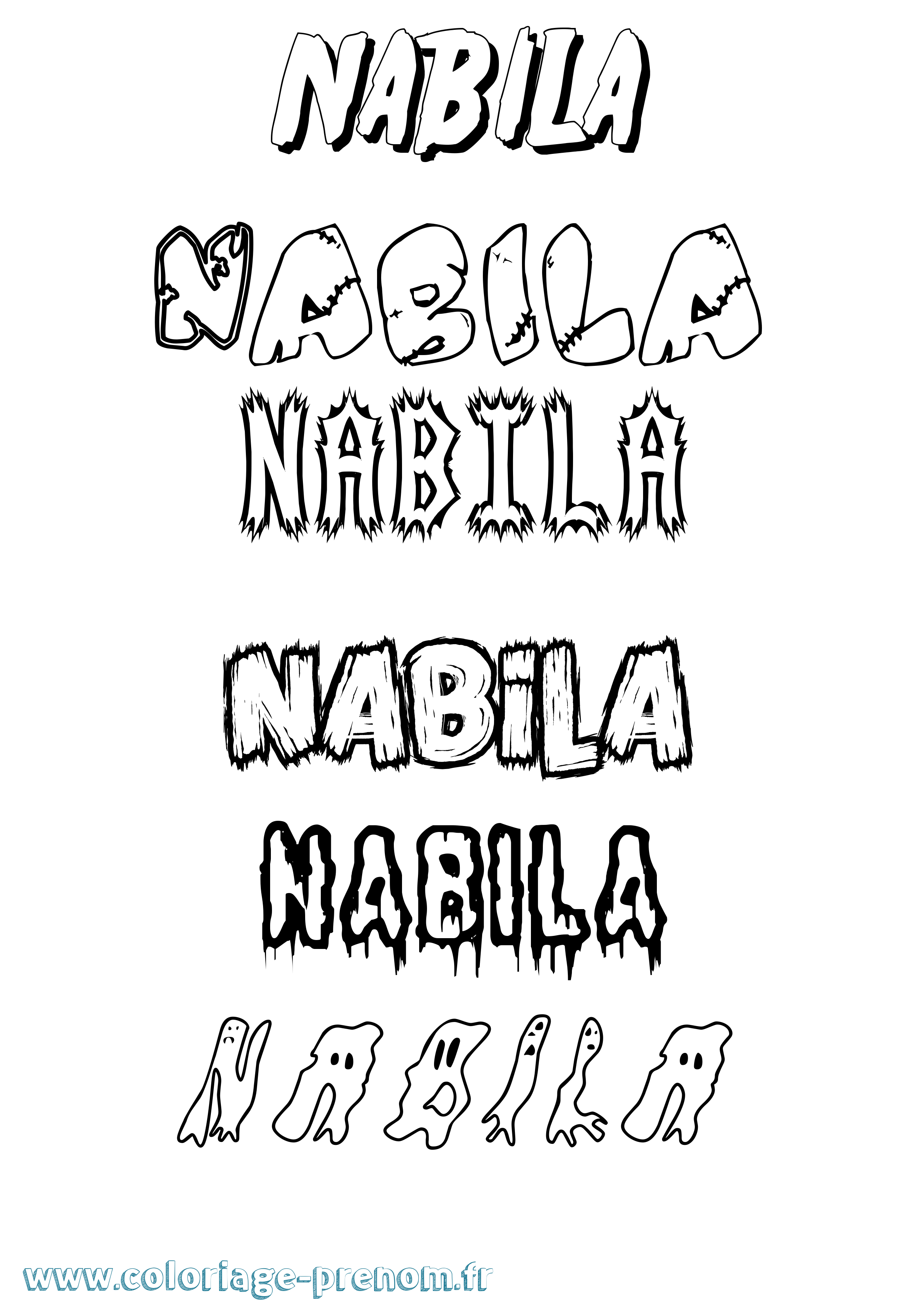 Coloriage Nabila Frisson Coloriage prénom Nabila Frisson