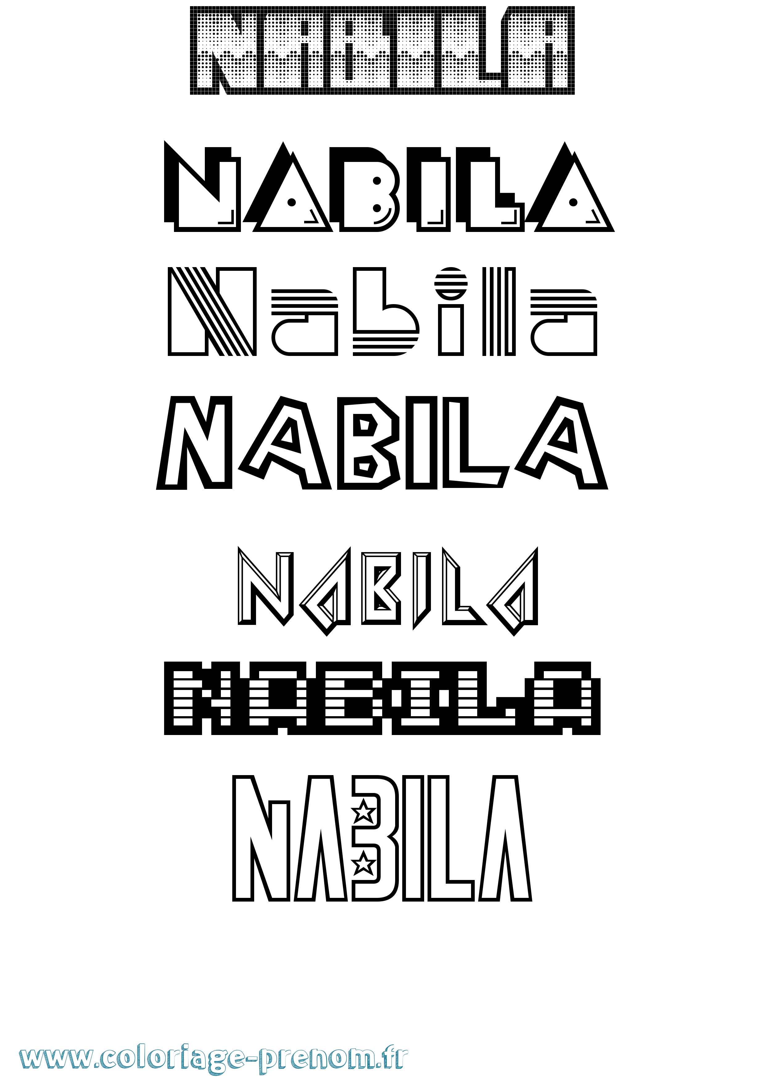 Coloriage Nabila Jeux Vidéos Coloriage prénom Nabila Jeux Vidéos