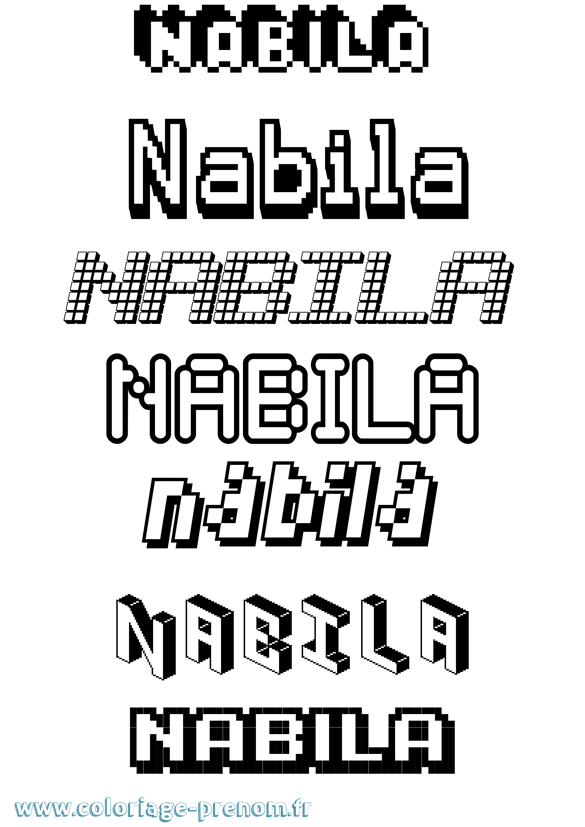 Coloriage Nabila Pixel Coloriage prénom Nabila Pixel