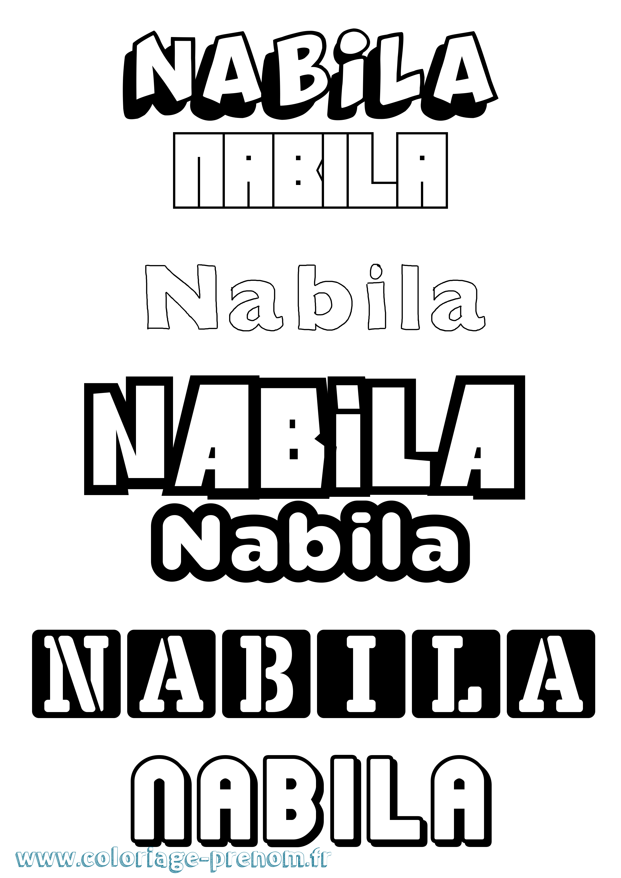 Coloriage Nabila Simple Coloriage prénom Nabila Simple