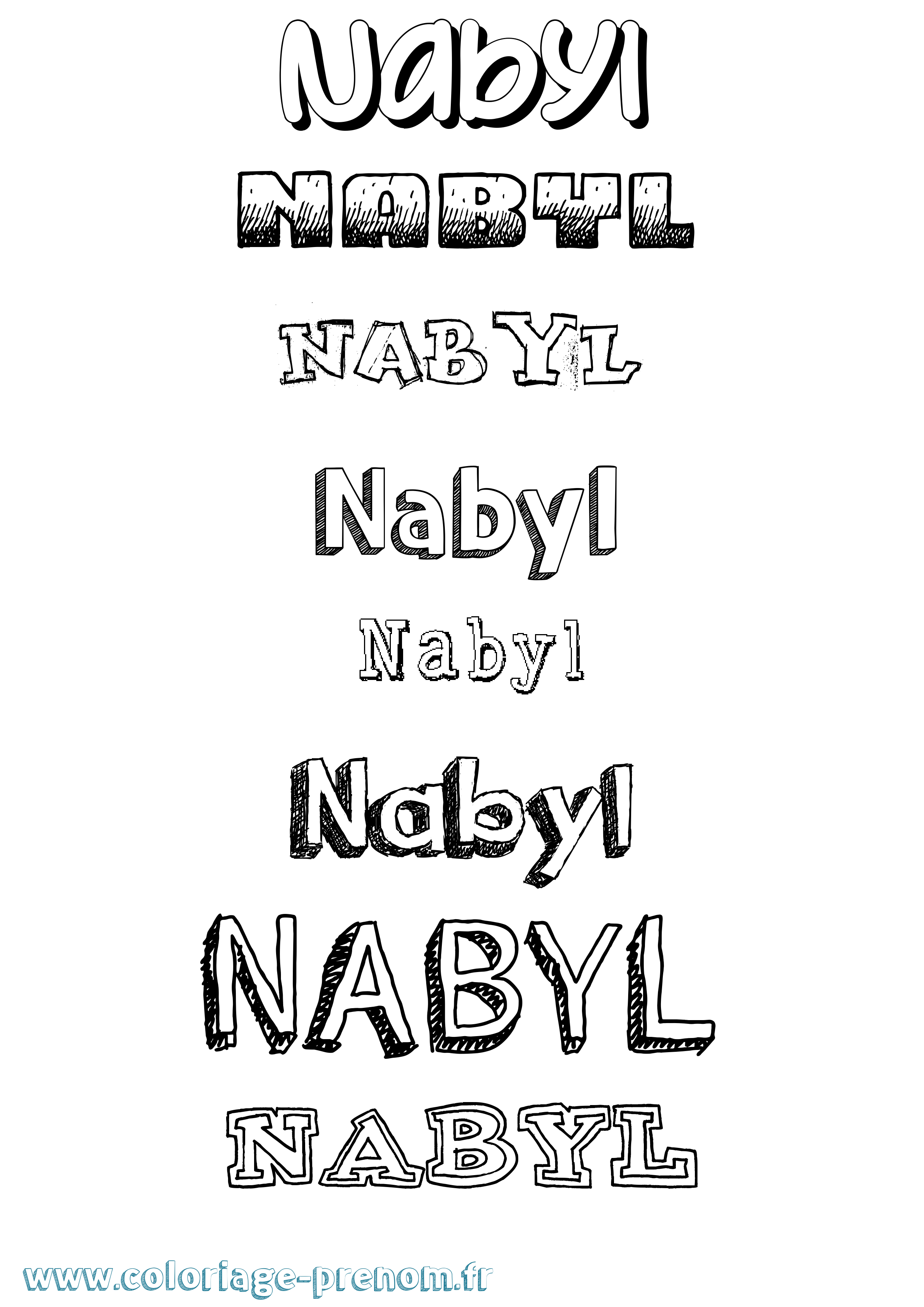 Coloriage prénom Nabyl Dessiné