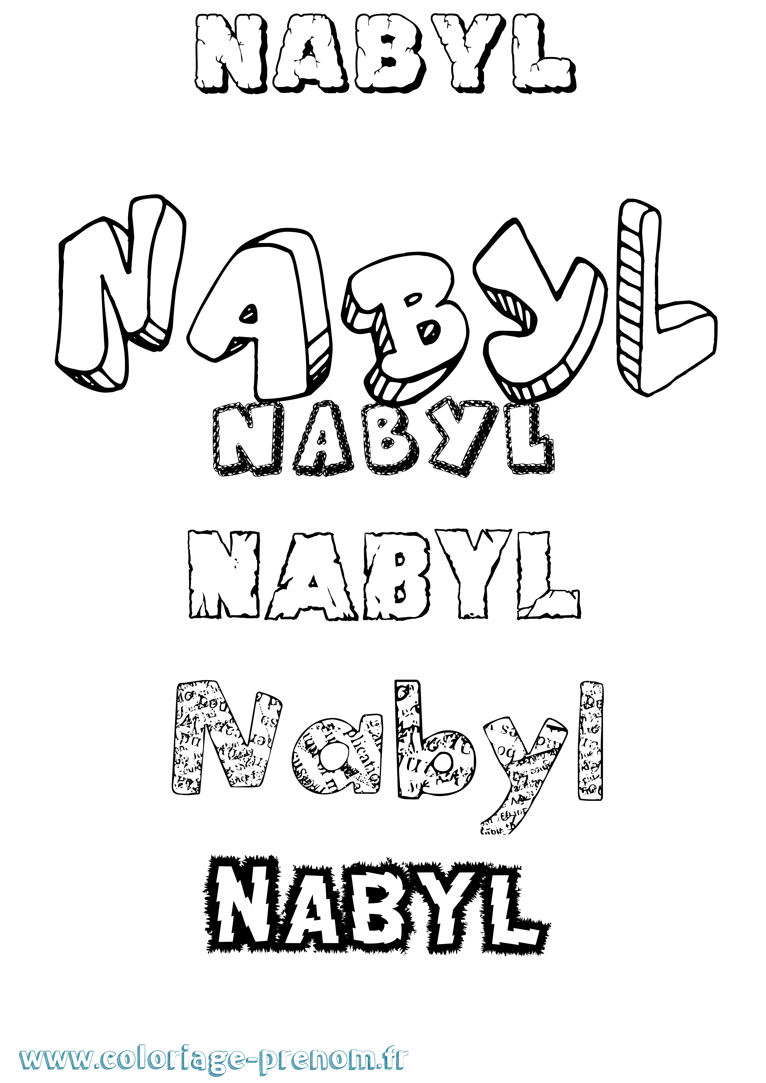 Coloriage prénom Nabyl Destructuré