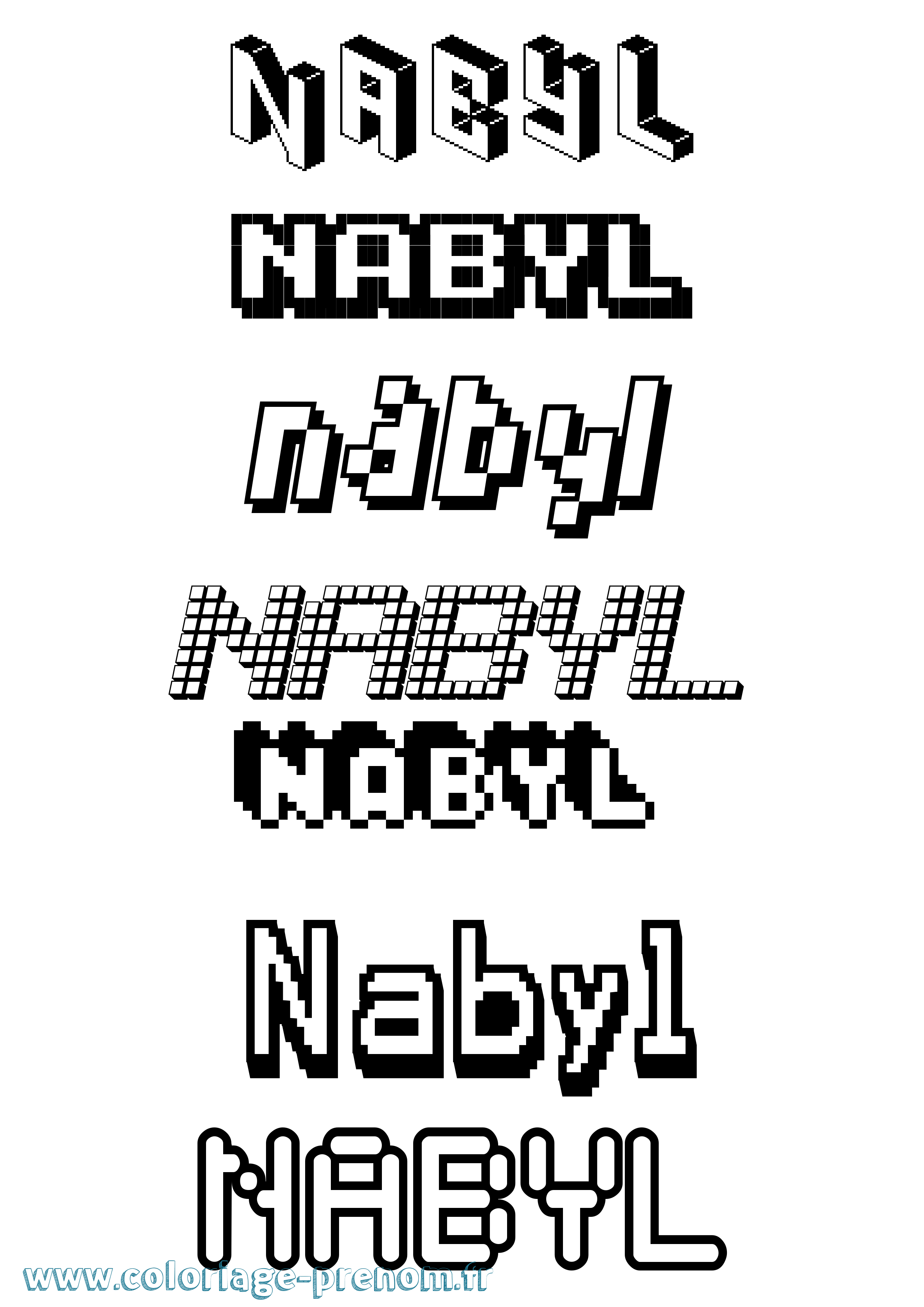 Coloriage prénom Nabyl Pixel