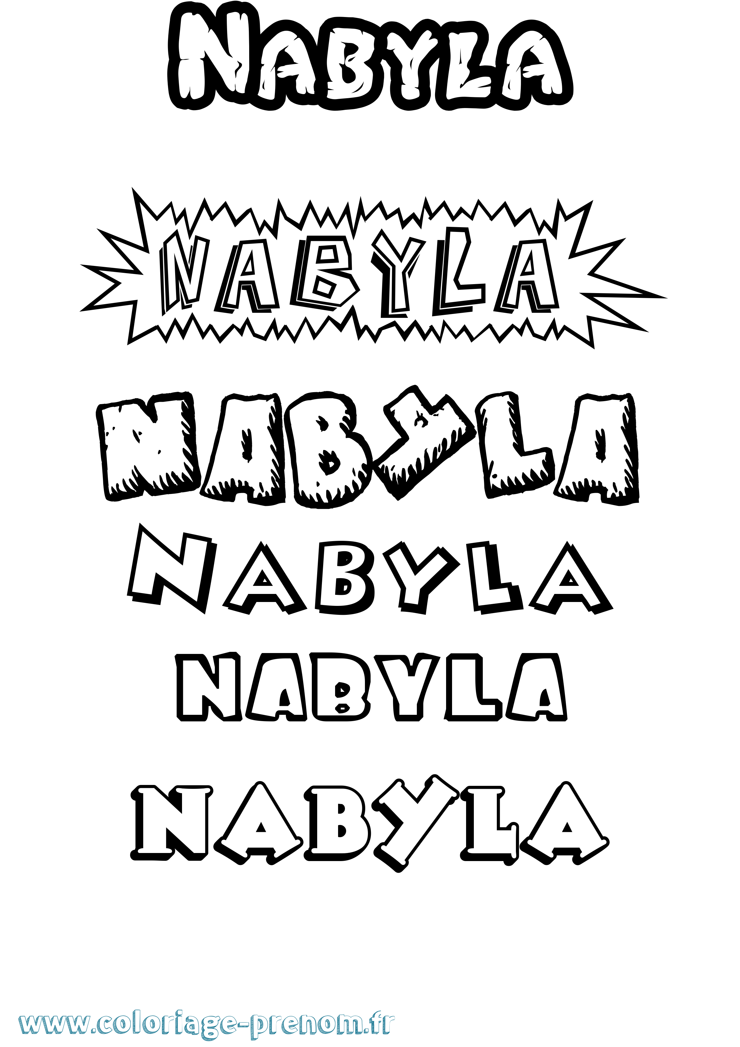 Coloriage prénom Nabyla Dessin Animé