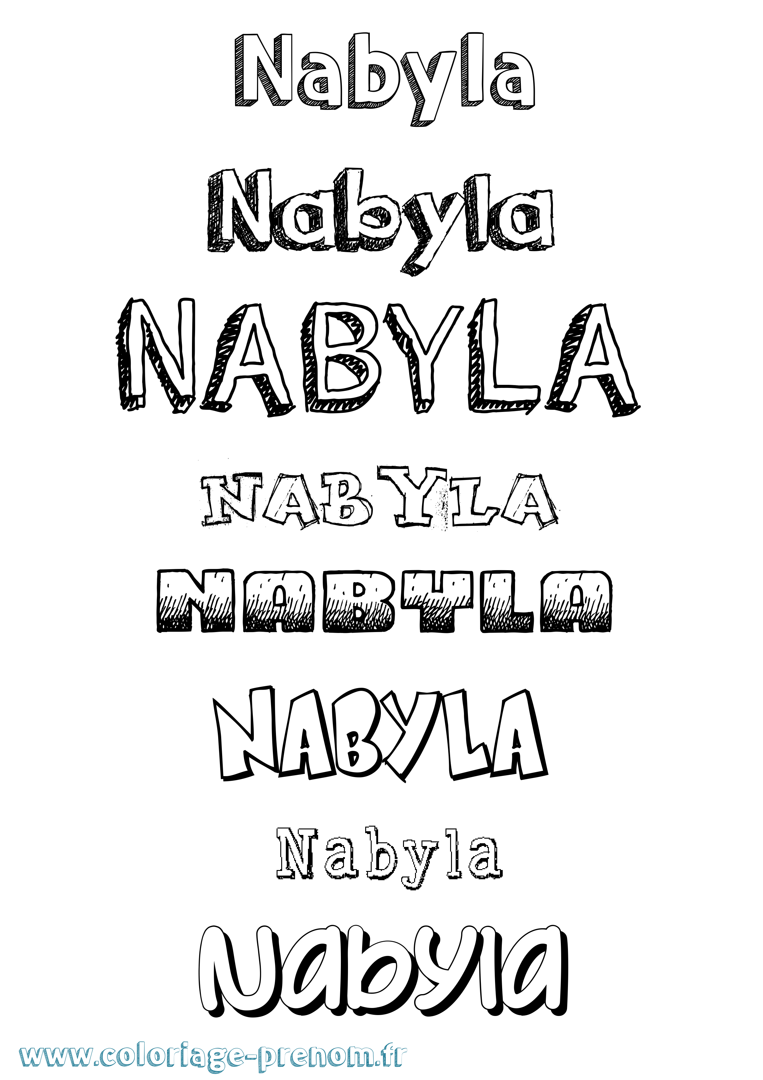 Coloriage prénom Nabyla Dessiné