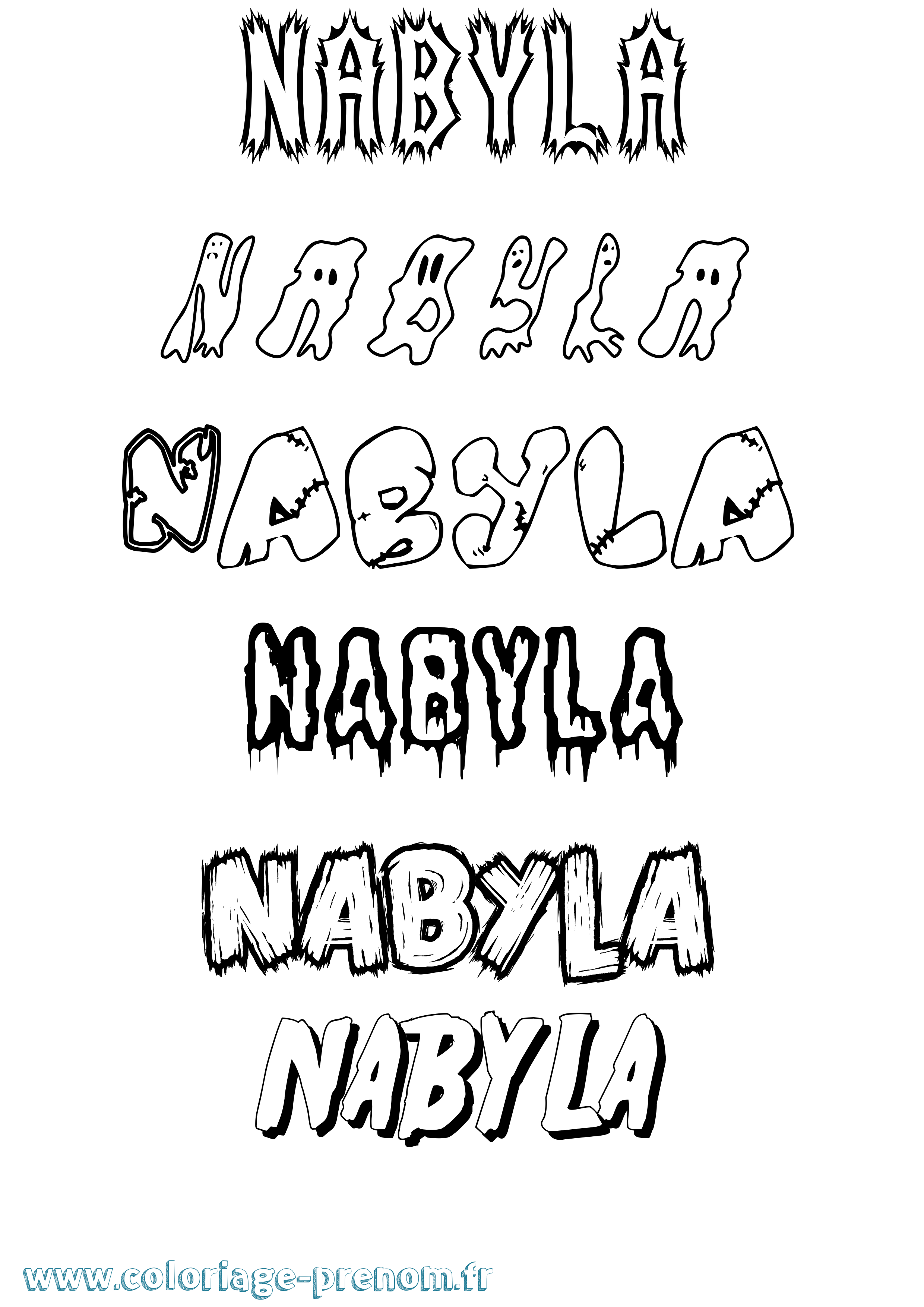 Coloriage prénom Nabyla Frisson