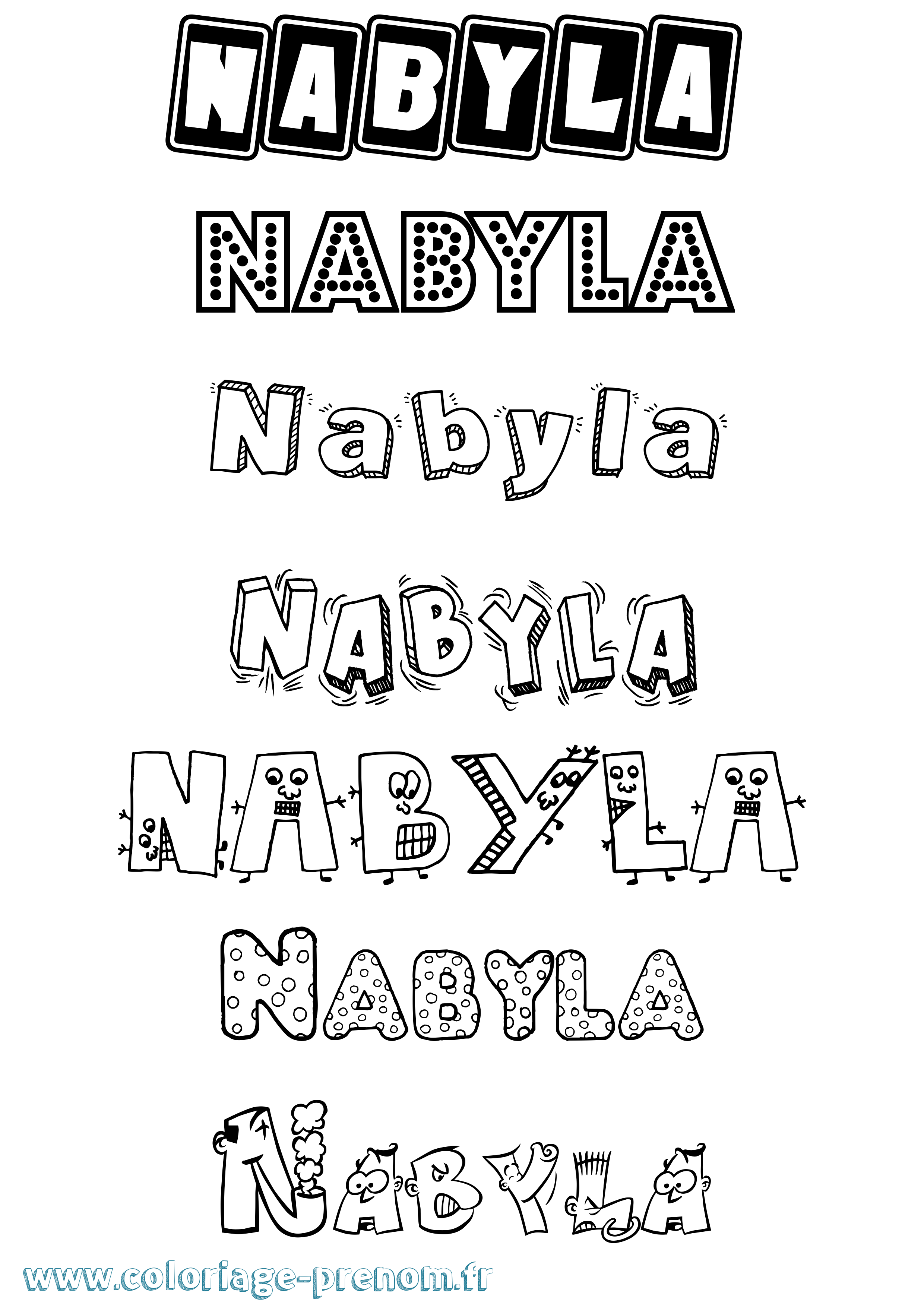 Coloriage prénom Nabyla Fun