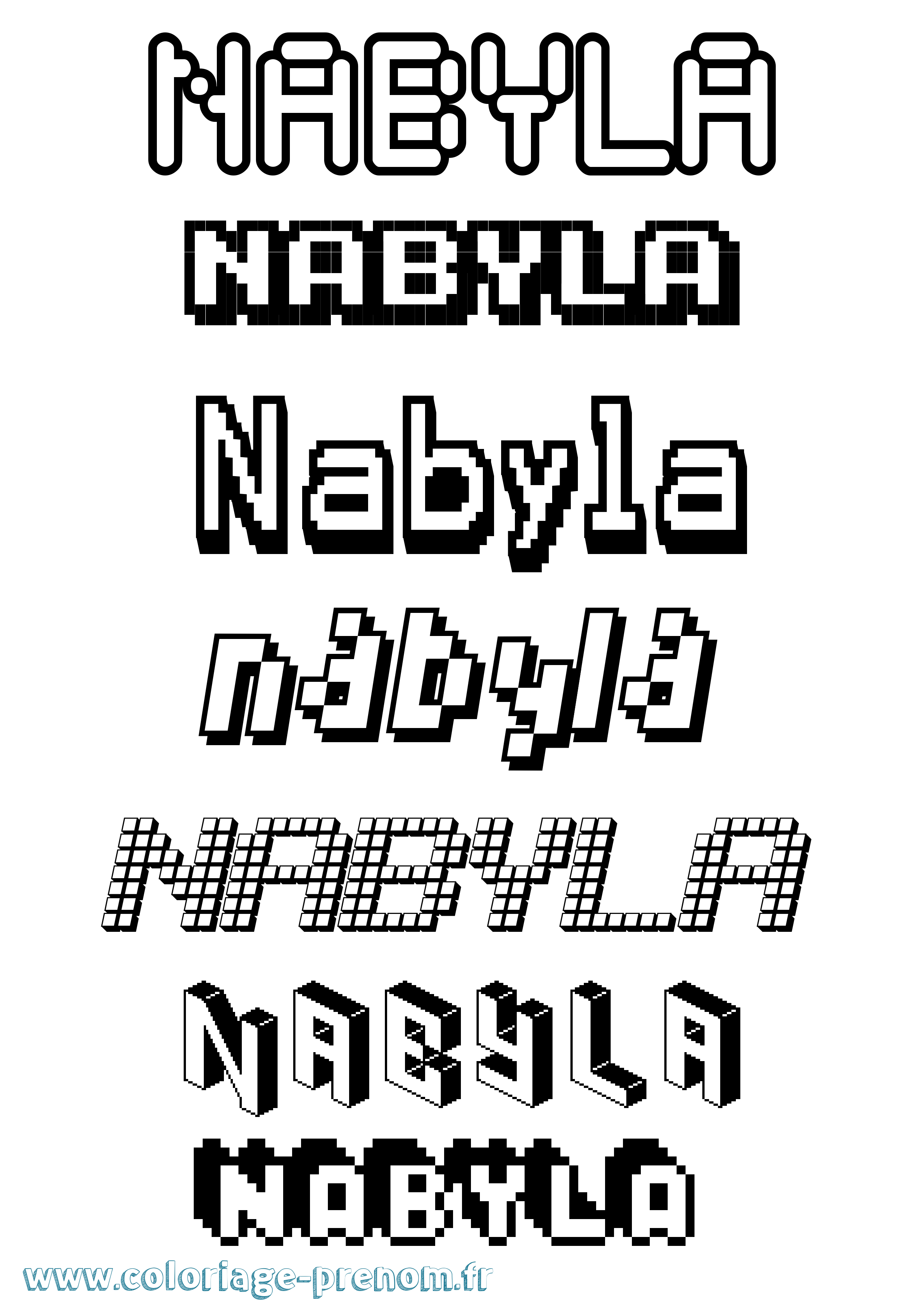 Coloriage prénom Nabyla Pixel