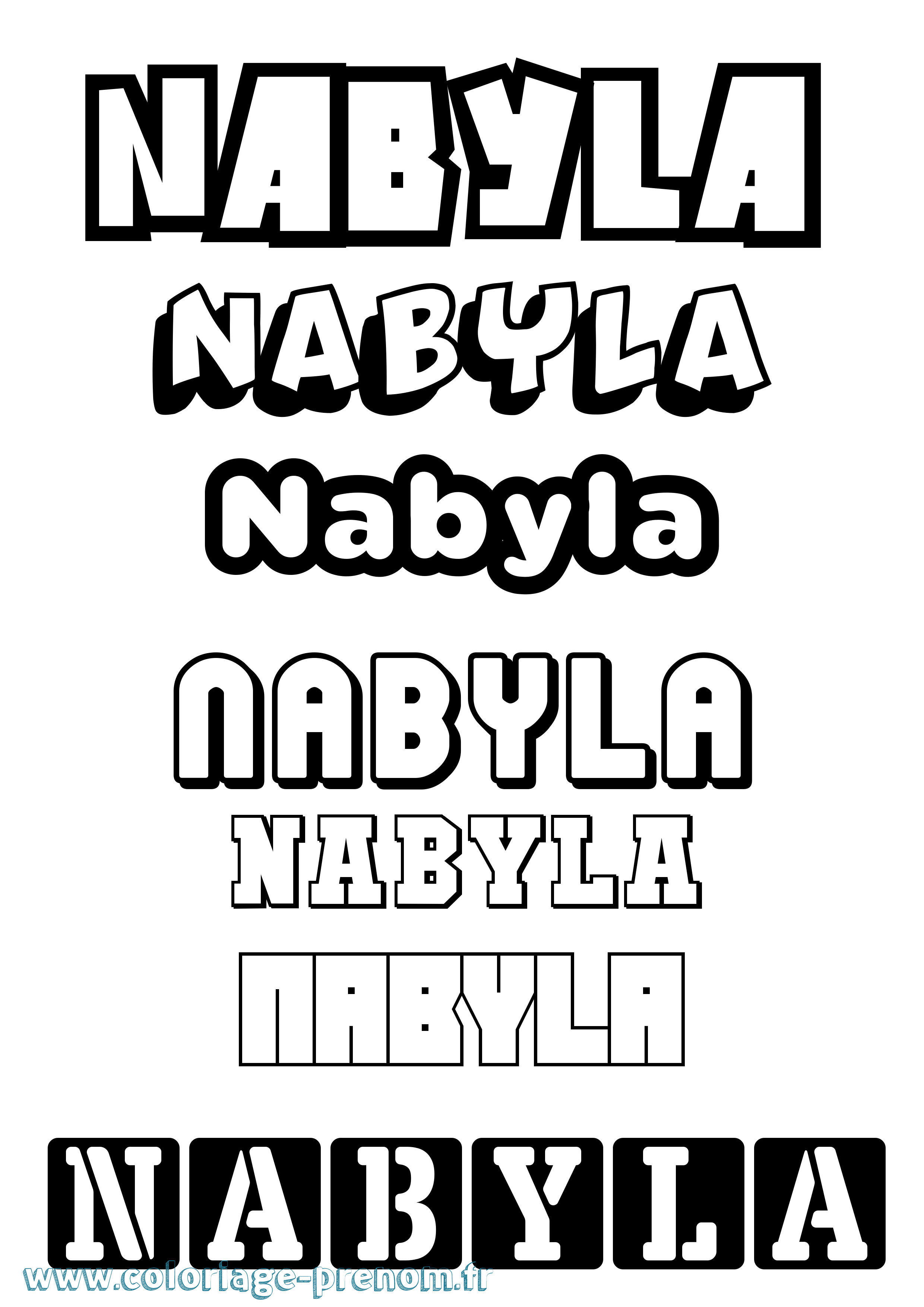Coloriage prénom Nabyla Simple