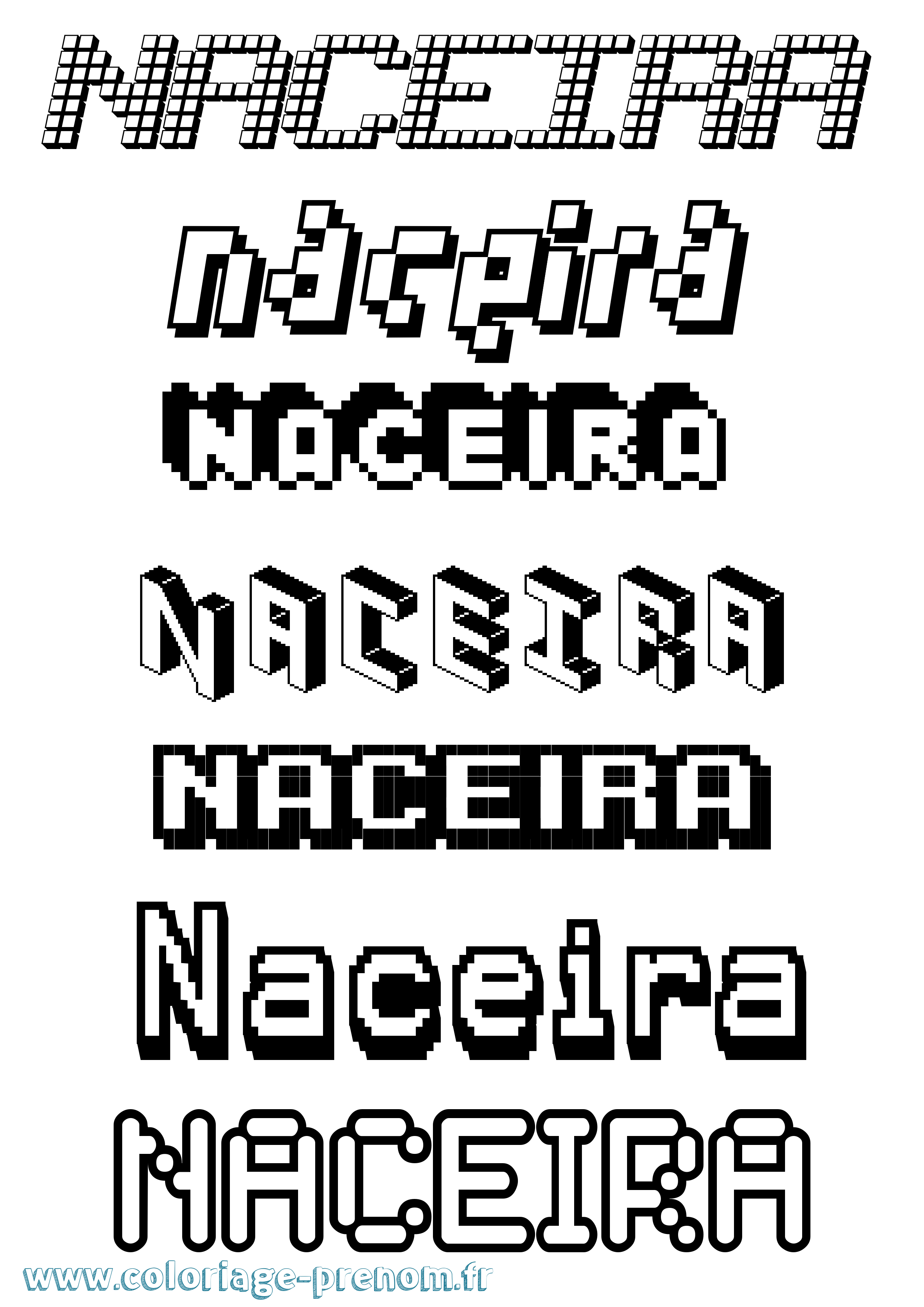 Coloriage prénom Naceira Pixel