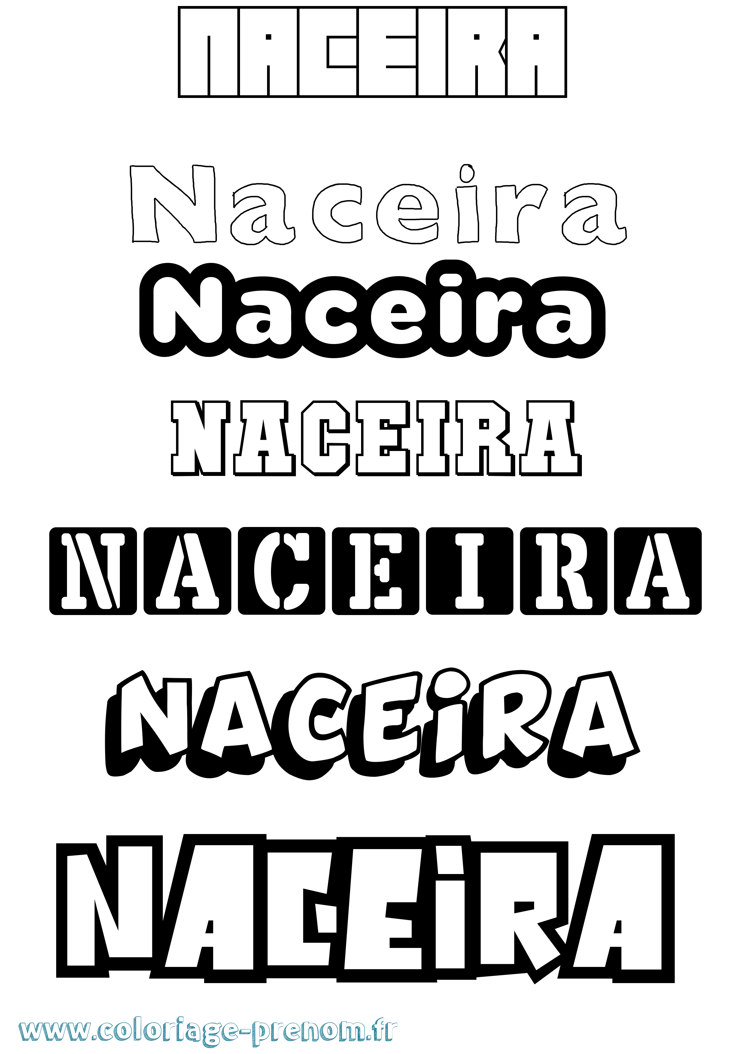 Coloriage prénom Naceira Simple
