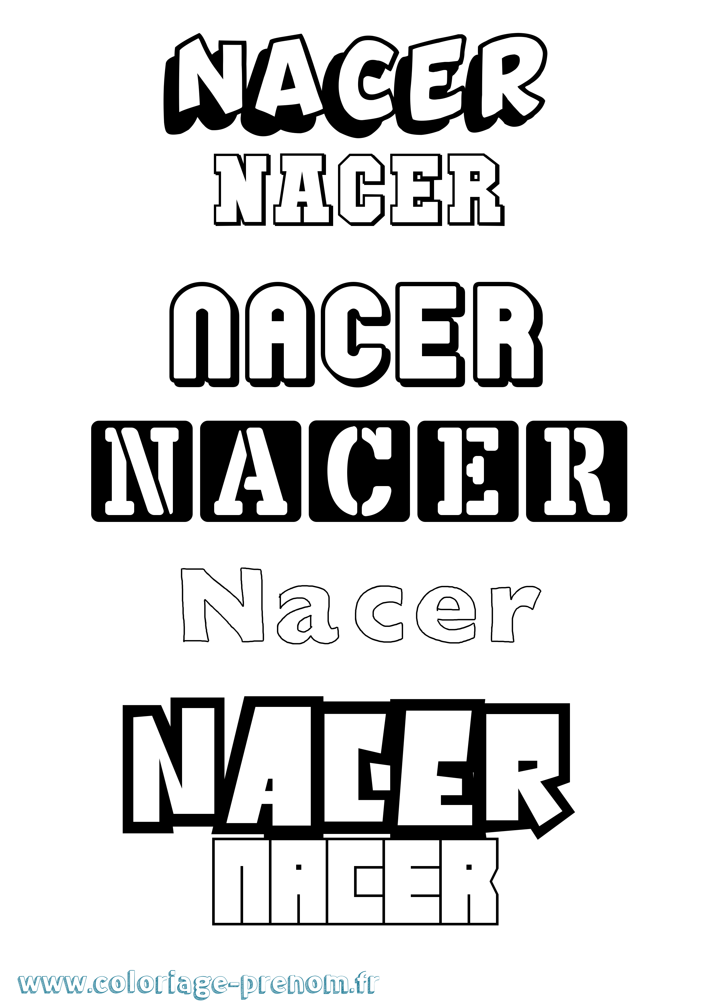 Coloriage prénom Nacer Simple