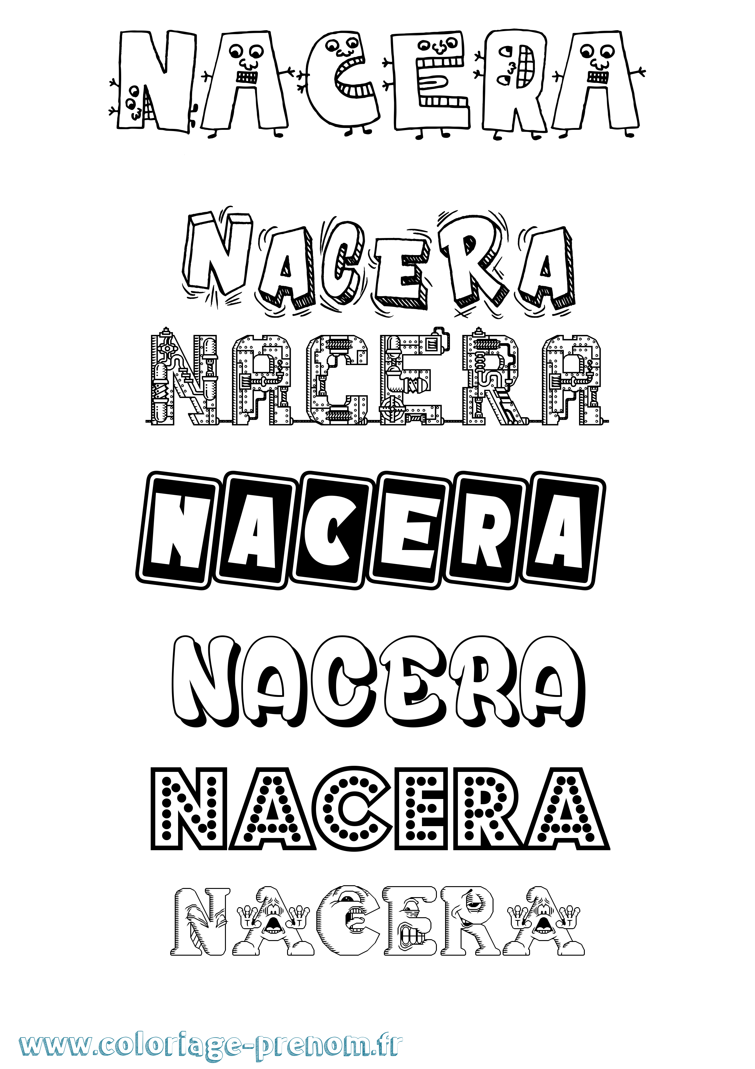 Coloriage prénom Nacera Fun