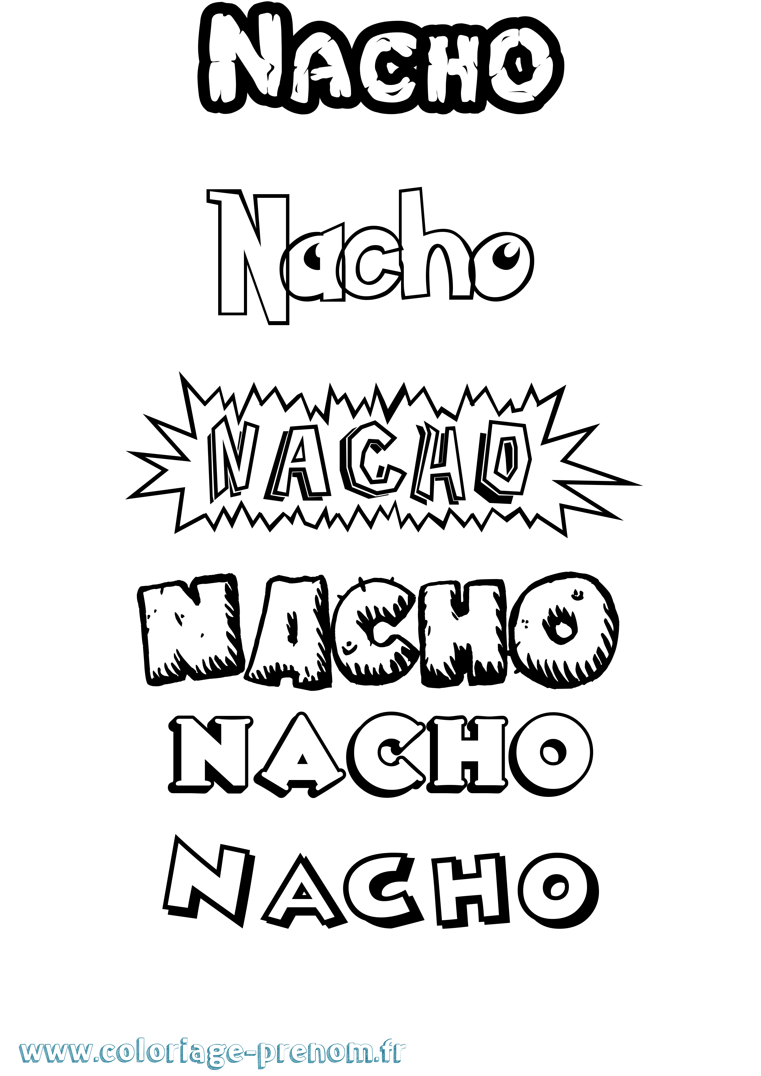 Coloriage prénom Nacho Dessin Animé