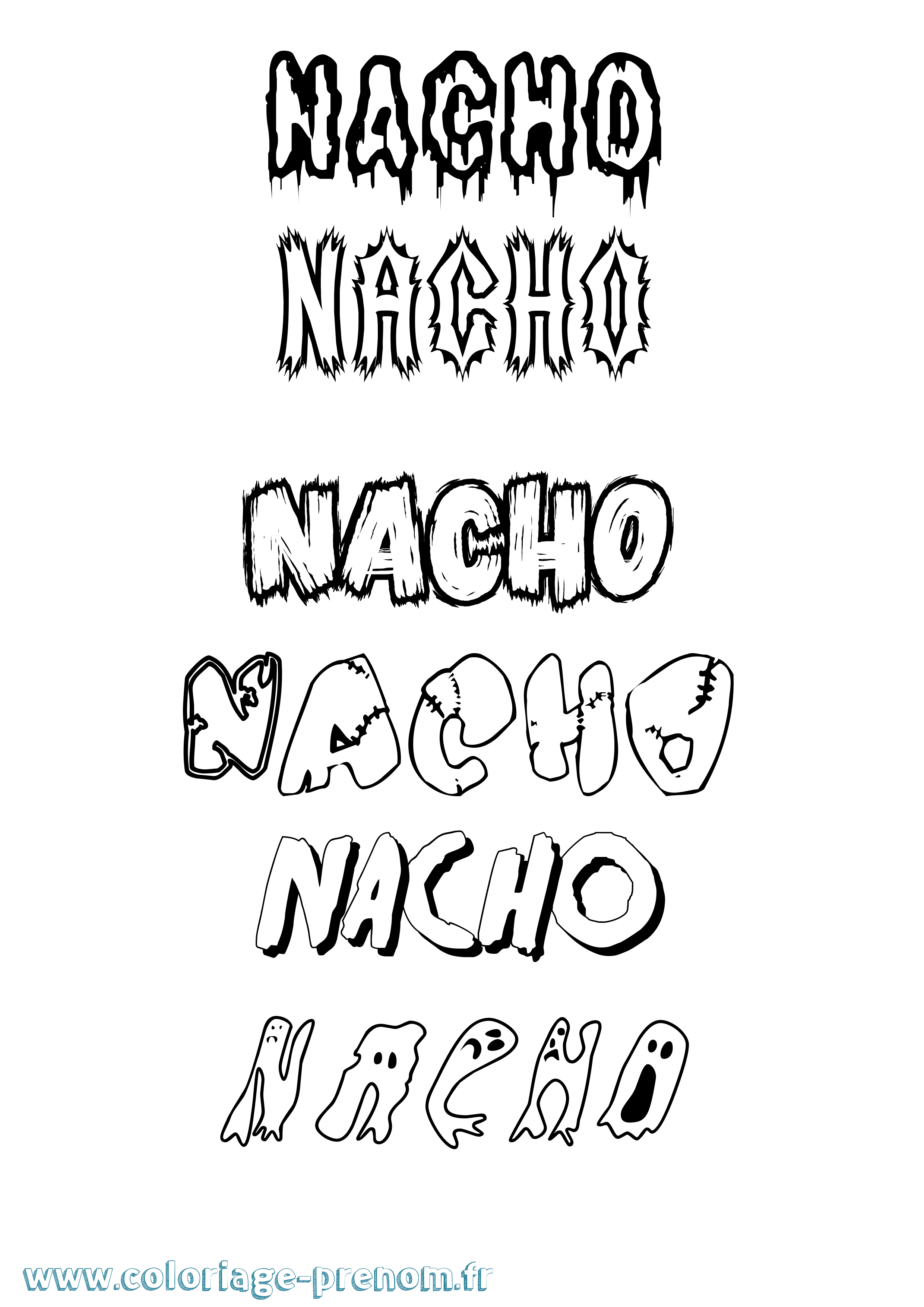 Coloriage prénom Nacho Frisson