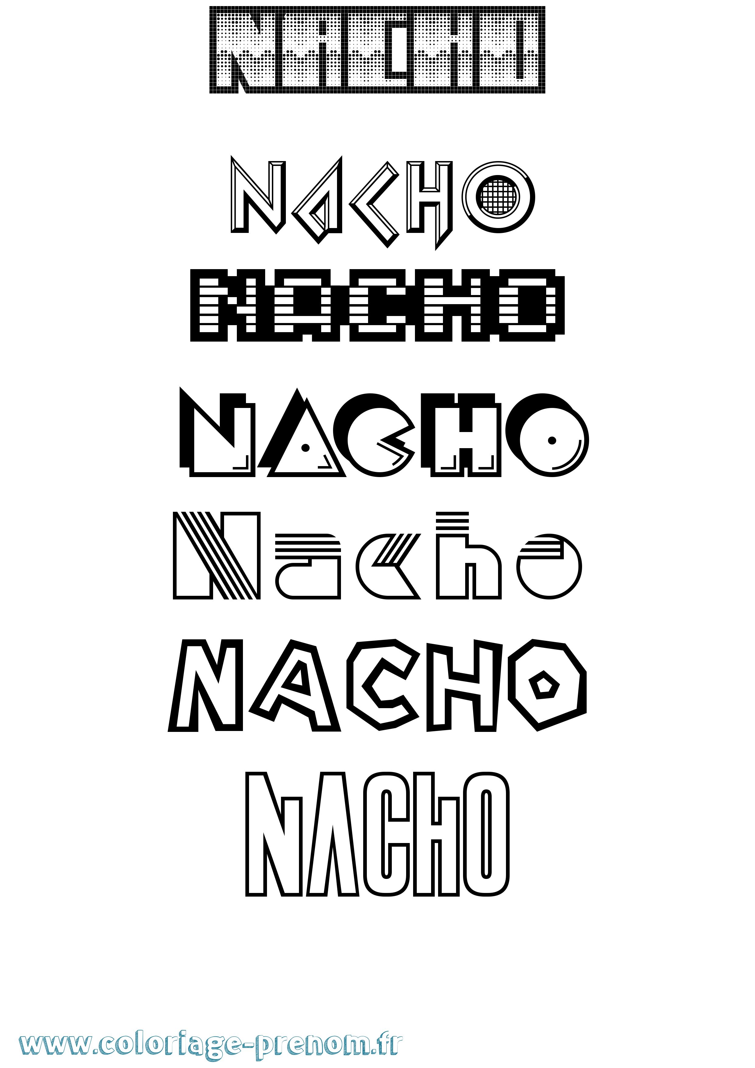 Coloriage prénom Nacho Jeux Vidéos