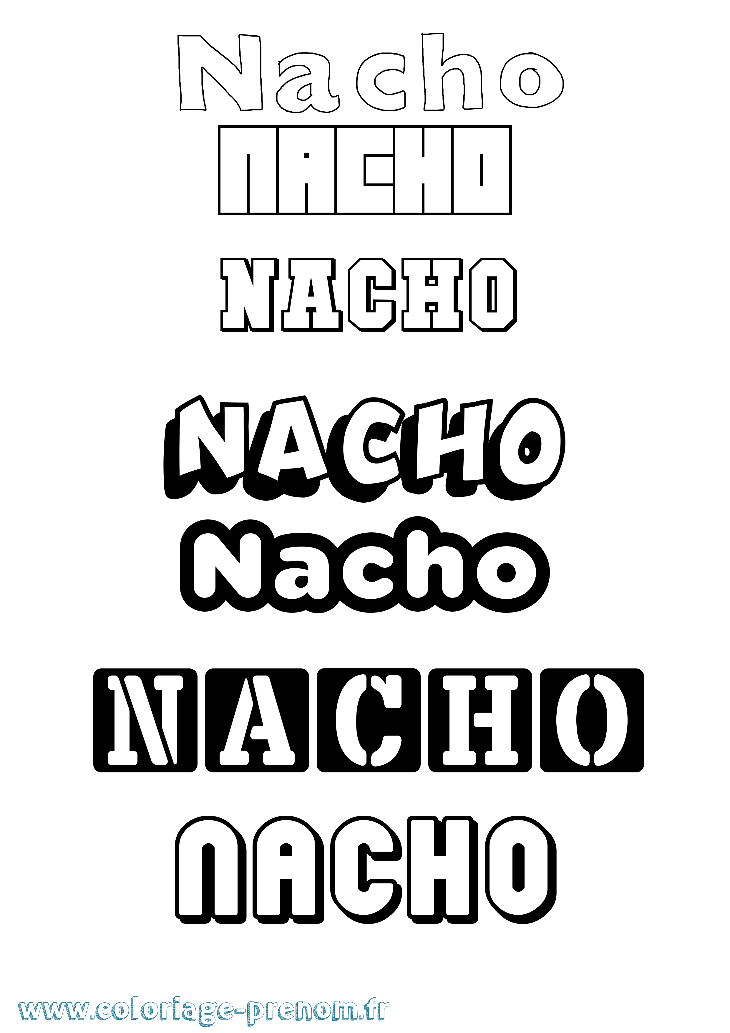 Coloriage prénom Nacho Simple
