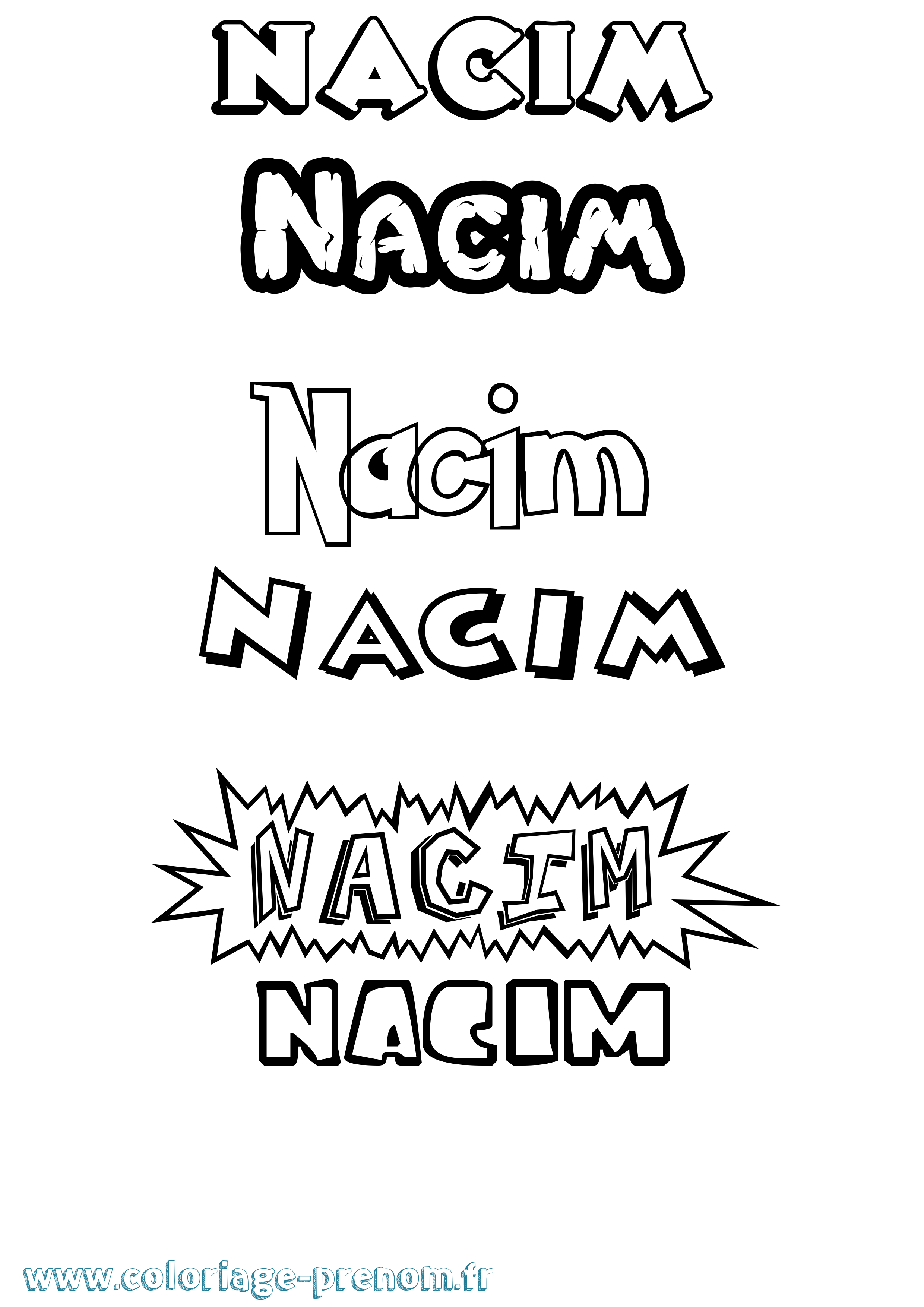 Coloriage Nacim Dessin Animé Coloriage prénom Nacim Dessin Animé