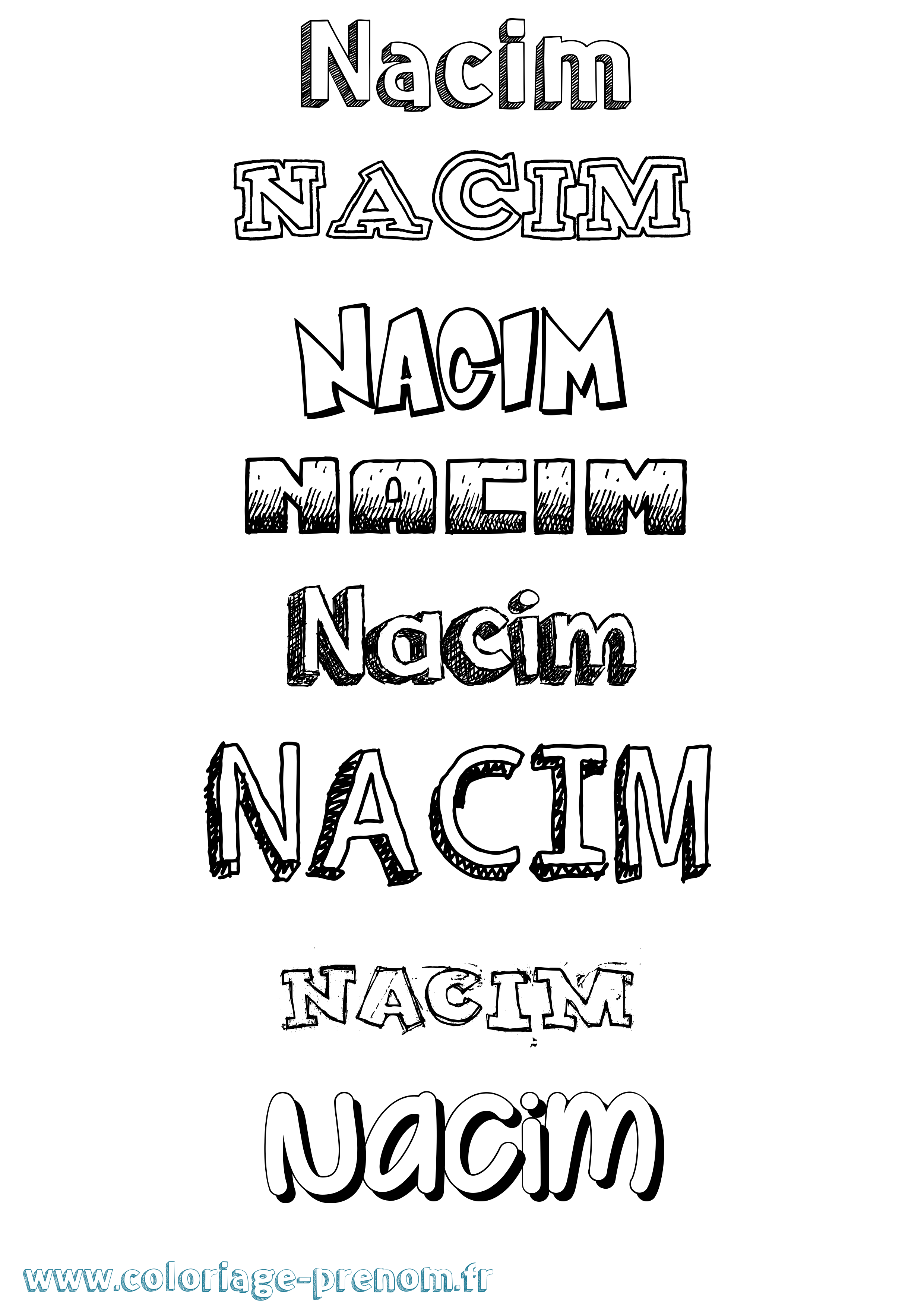 Coloriage prénom Nacim Dessiné