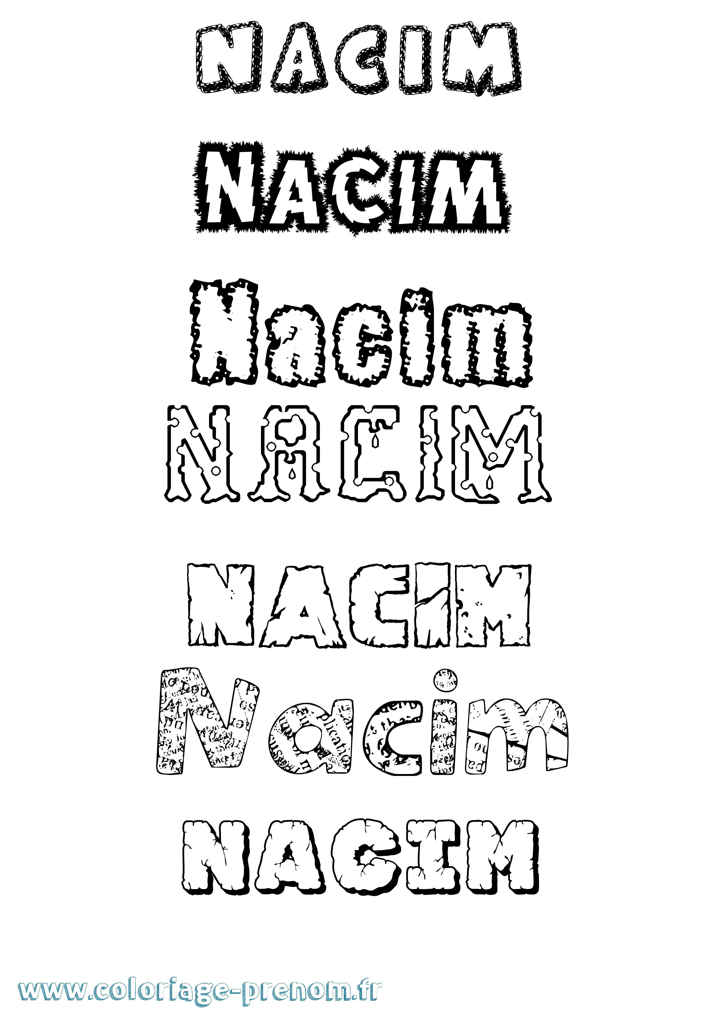 Coloriage Nacim Destructuré Coloriage prénom Nacim Destructuré