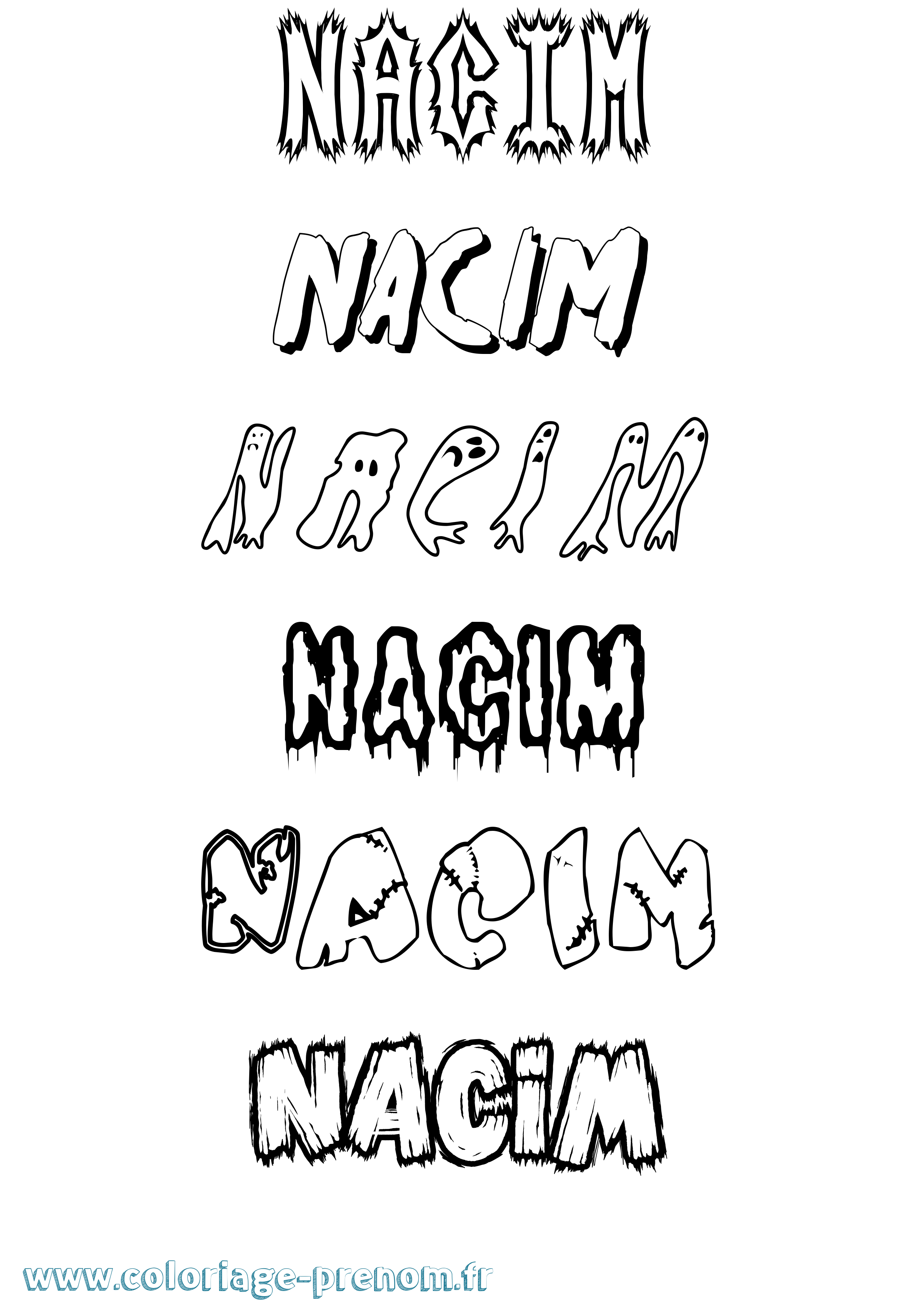 Coloriage Nacim Frisson Coloriage prénom Nacim Frisson