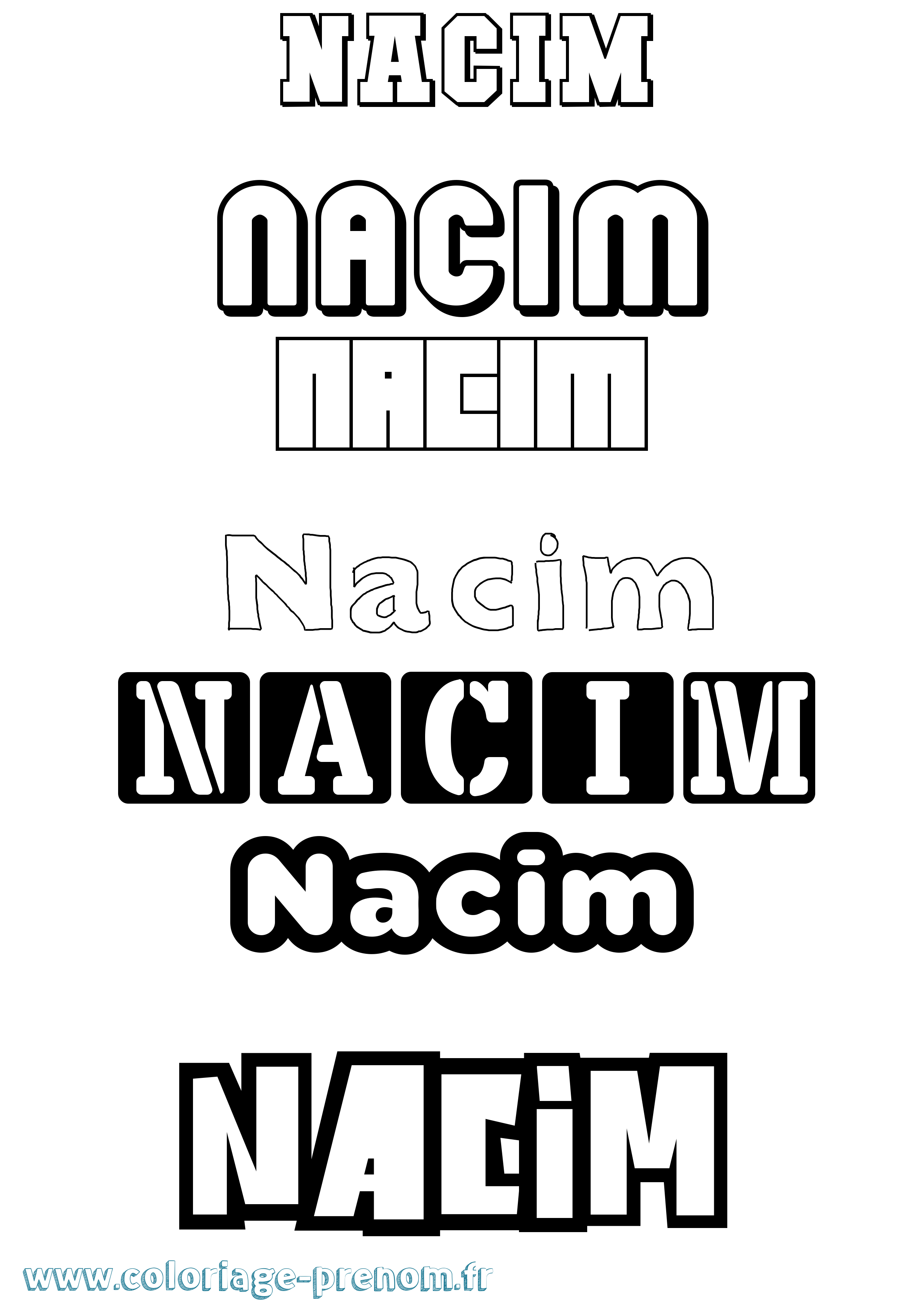 Coloriage prénom Nacim Simple
