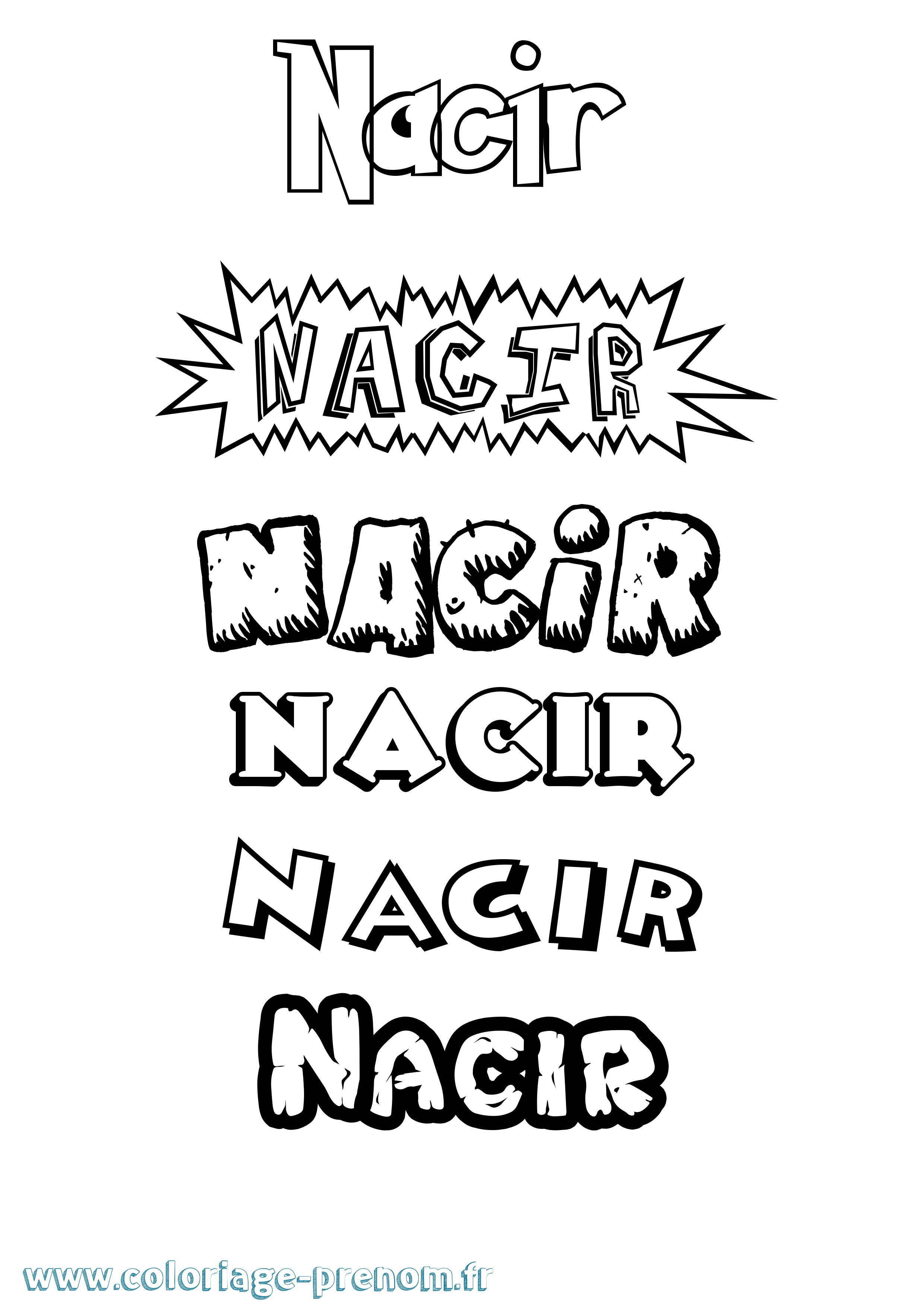 Coloriage prénom Nacir Dessin Animé