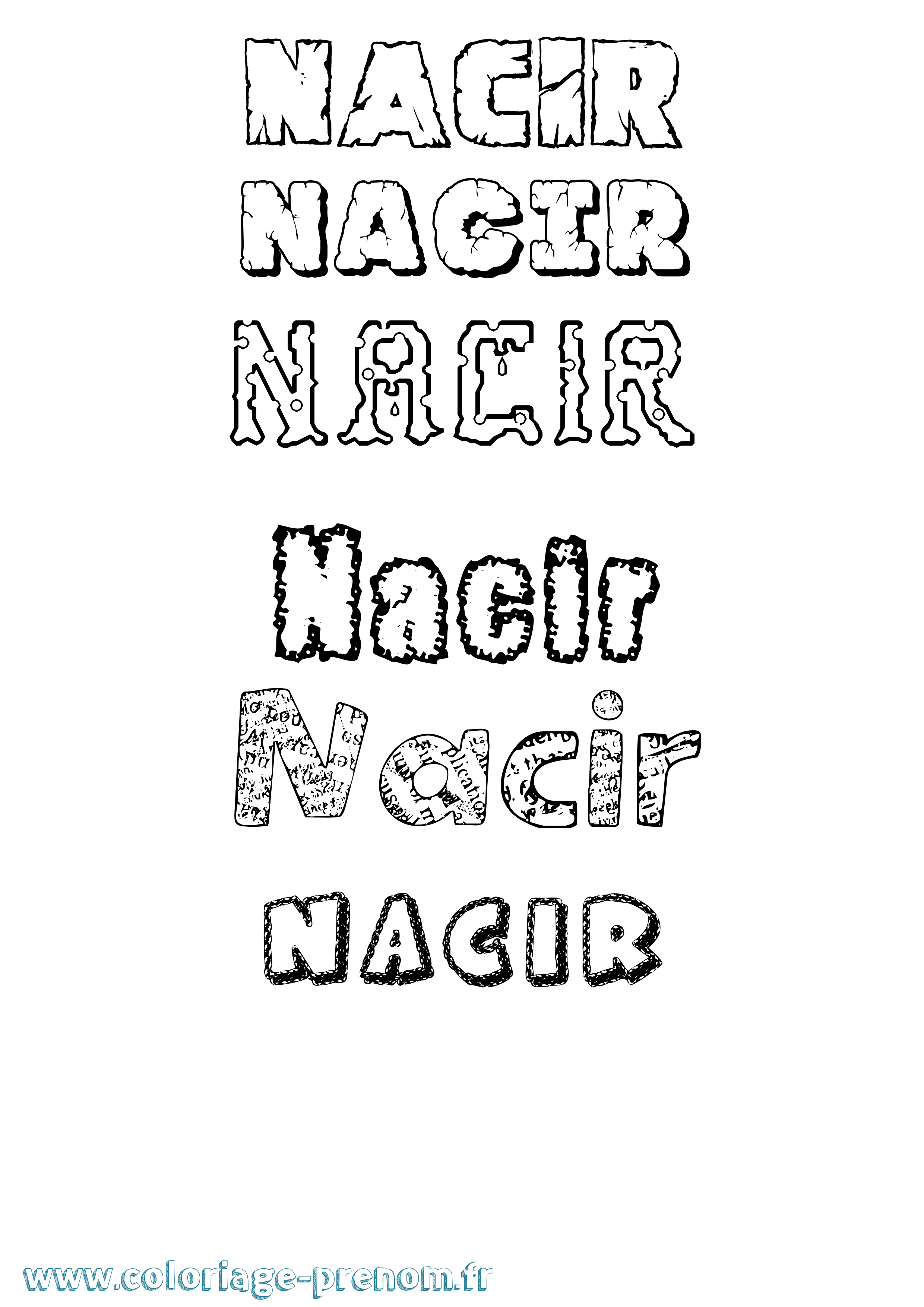 Coloriage prénom Nacir Destructuré