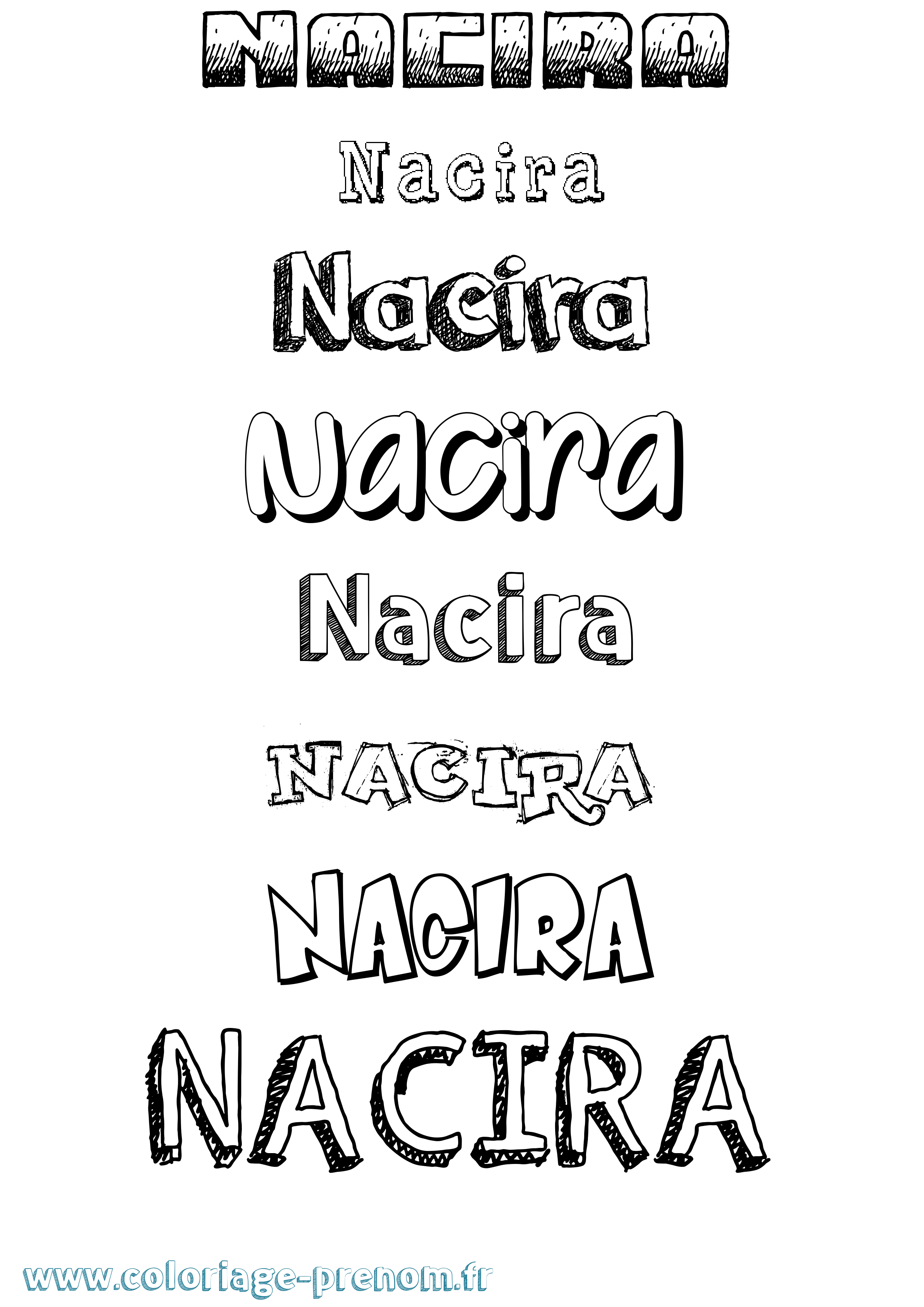 Coloriage prénom Nacira Dessiné