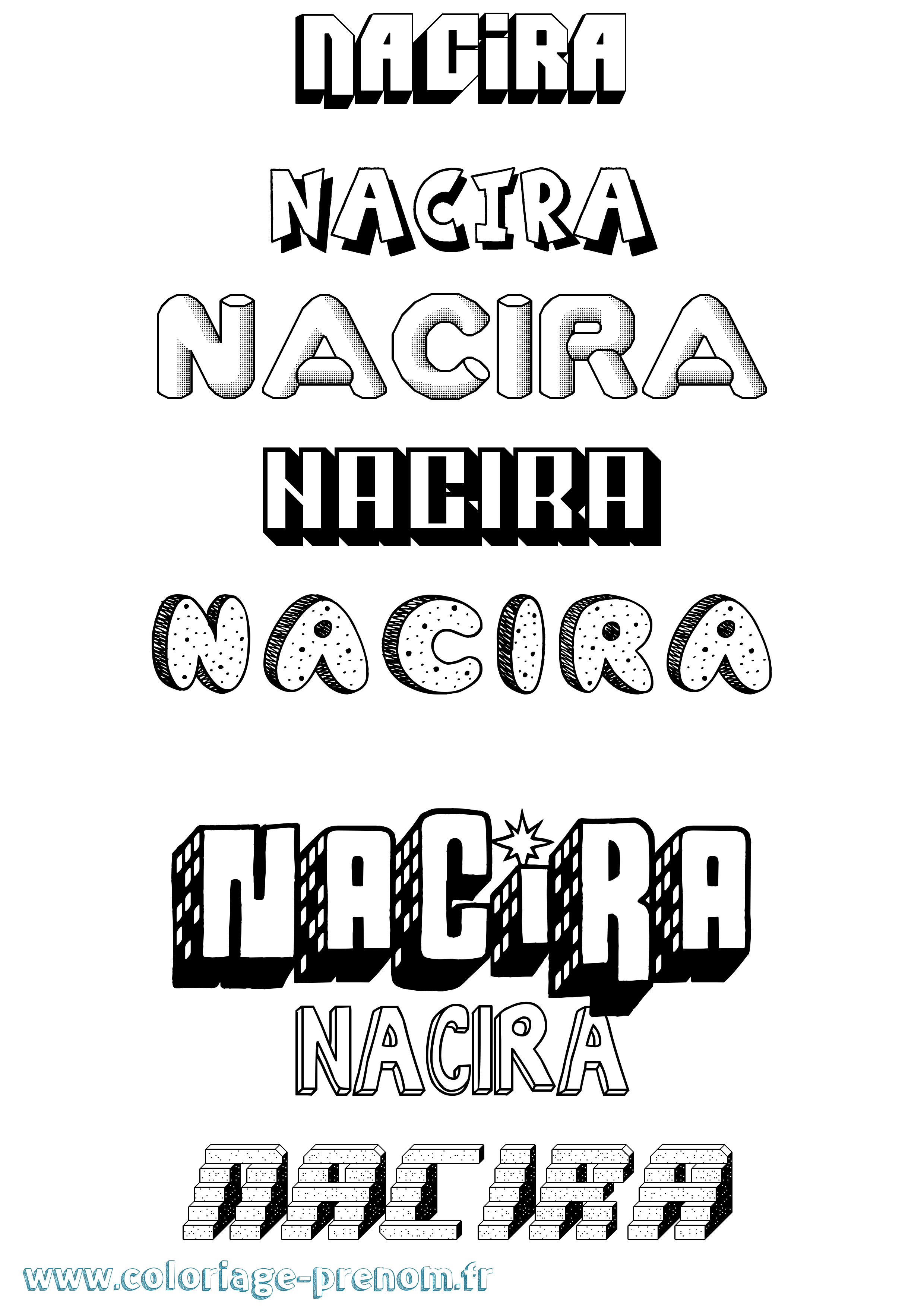 Coloriage prénom Nacira Effet 3D