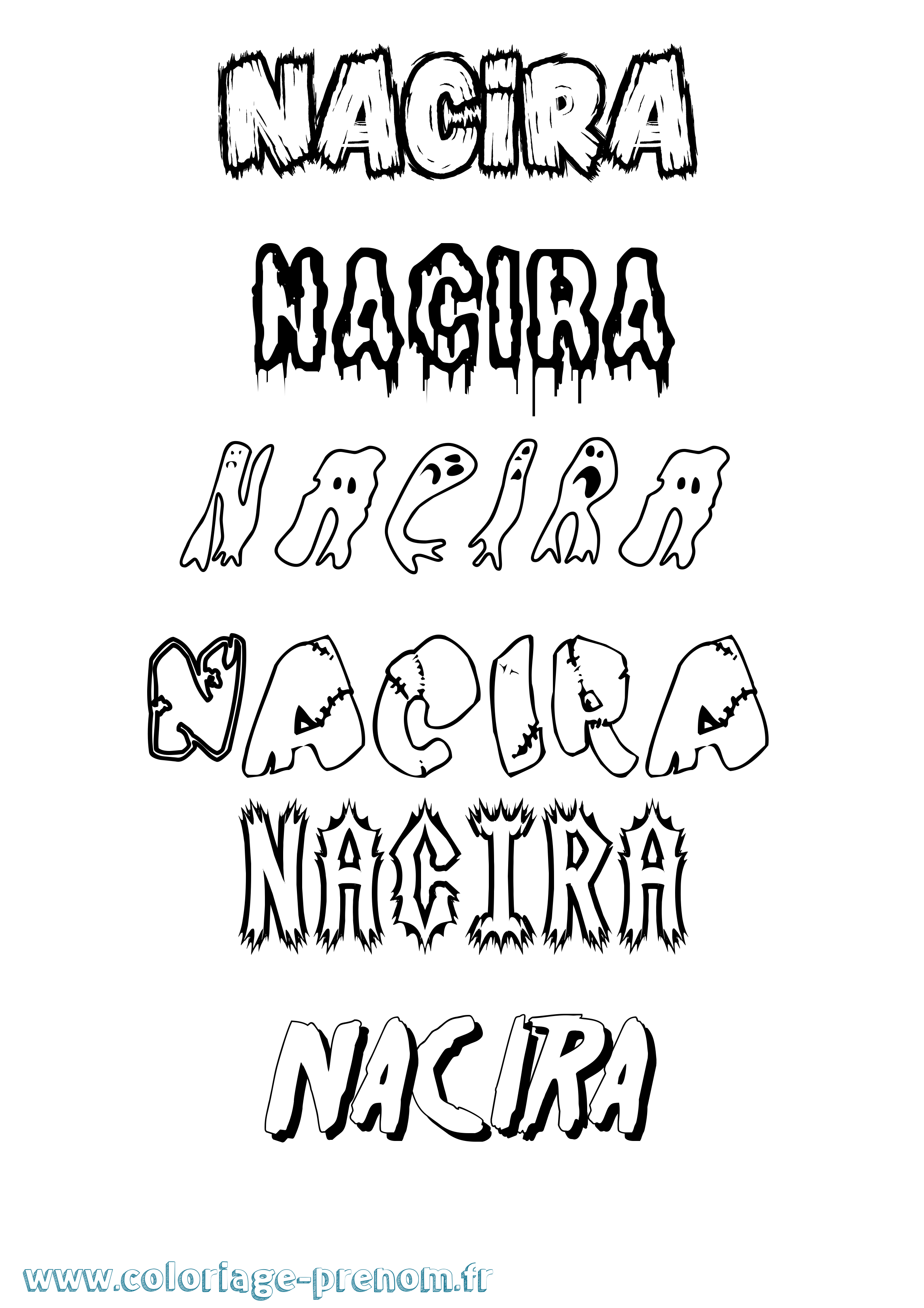 Coloriage prénom Nacira Frisson