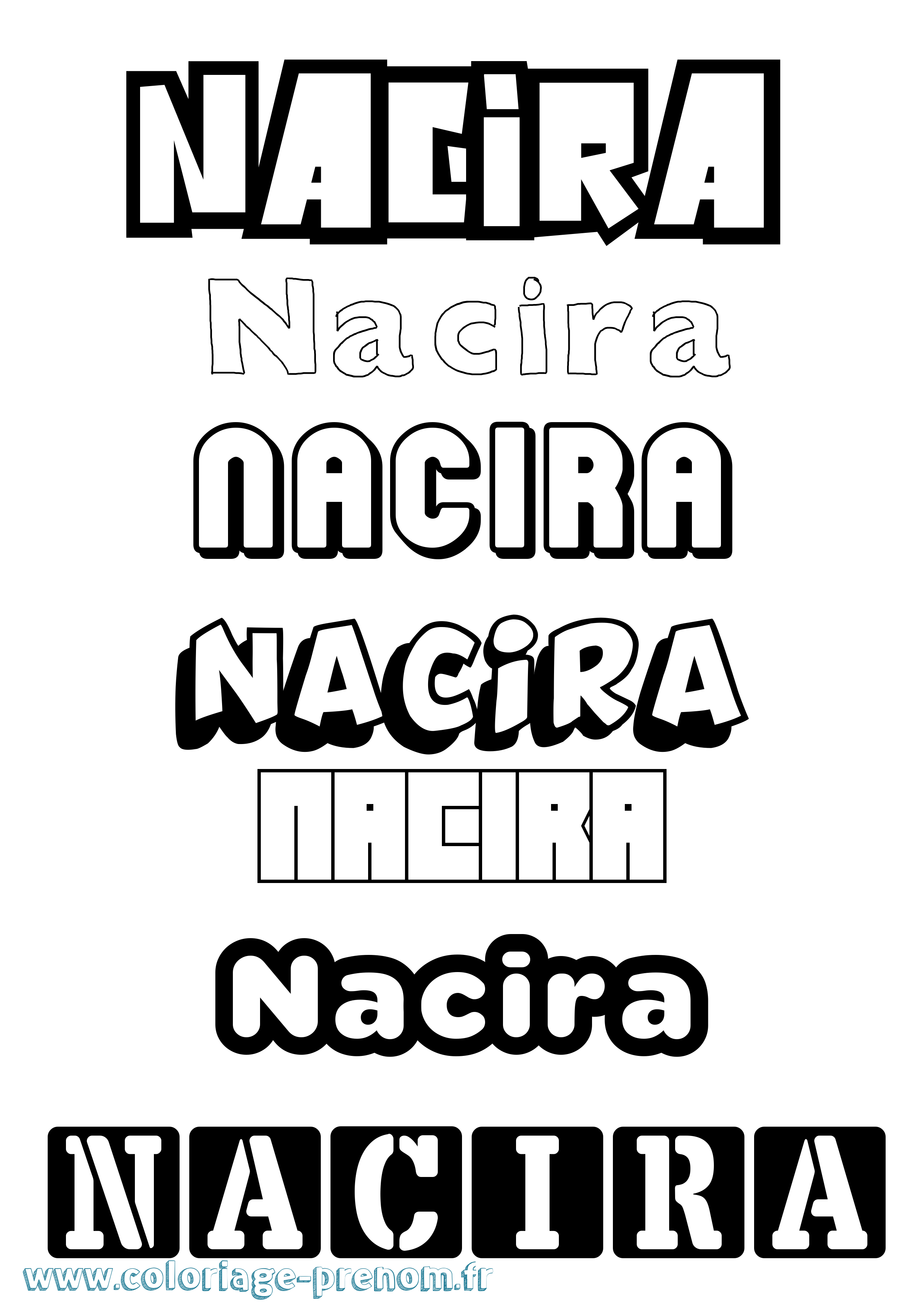 Coloriage prénom Nacira Simple