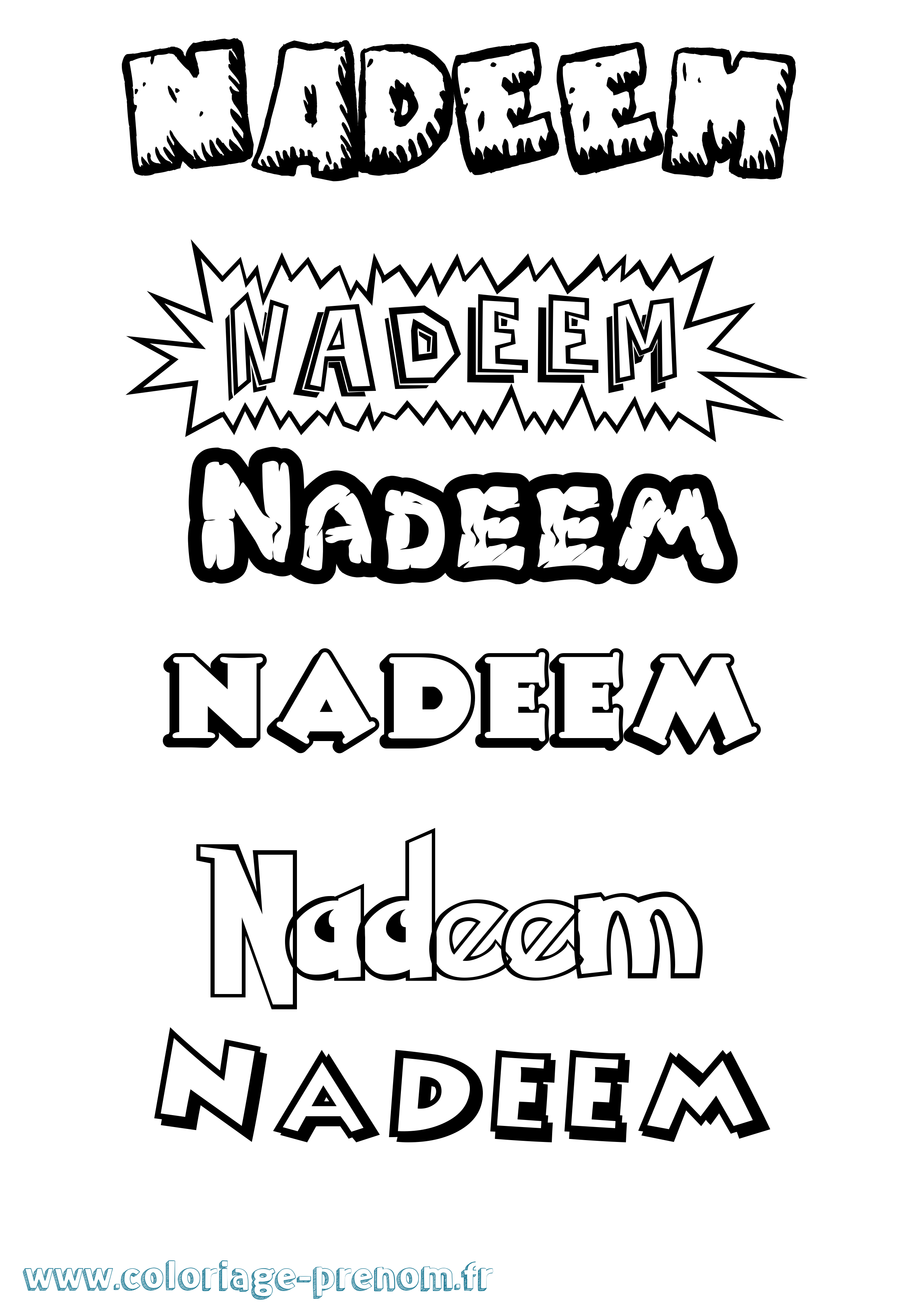Coloriage Nadeem Dessin Animé Coloriage prénom Nadeem Dessin Animé