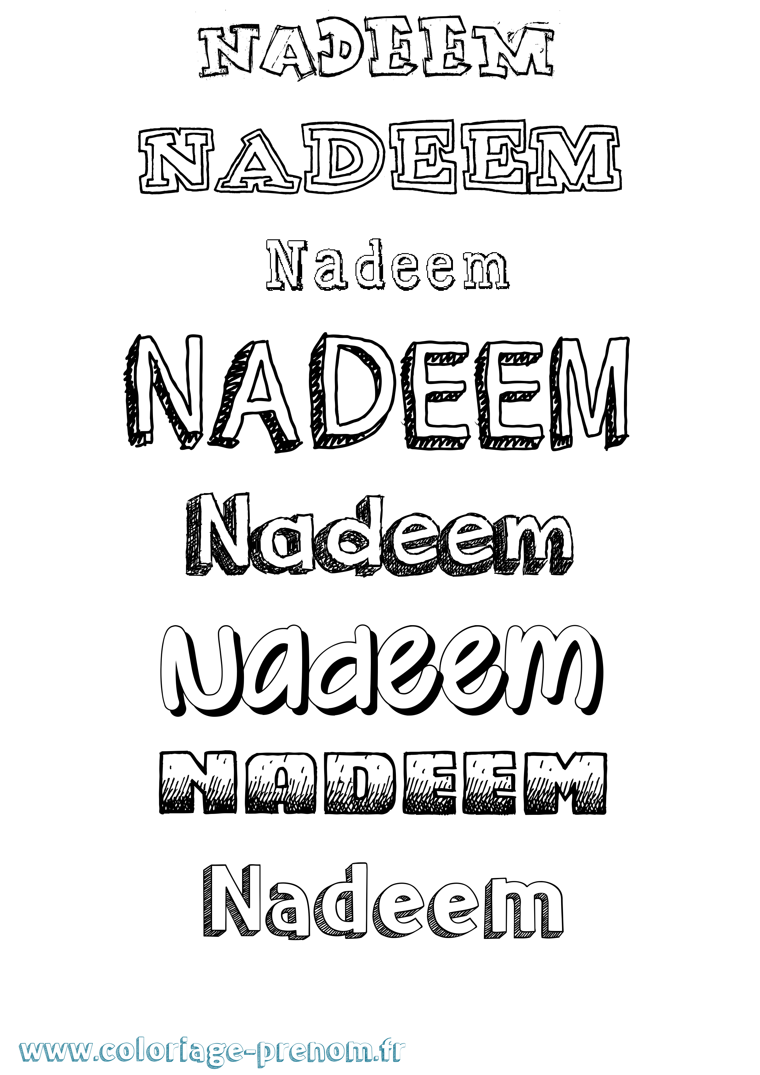 Coloriage prénom Nadeem Dessiné