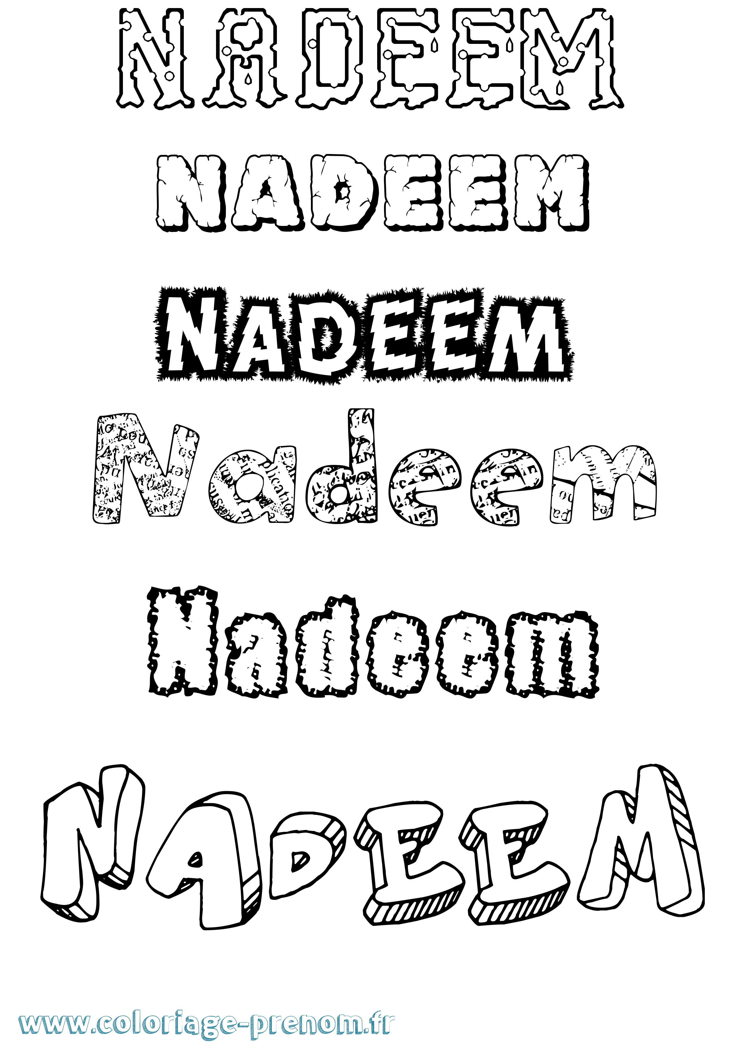 Coloriage prénom Nadeem Destructuré