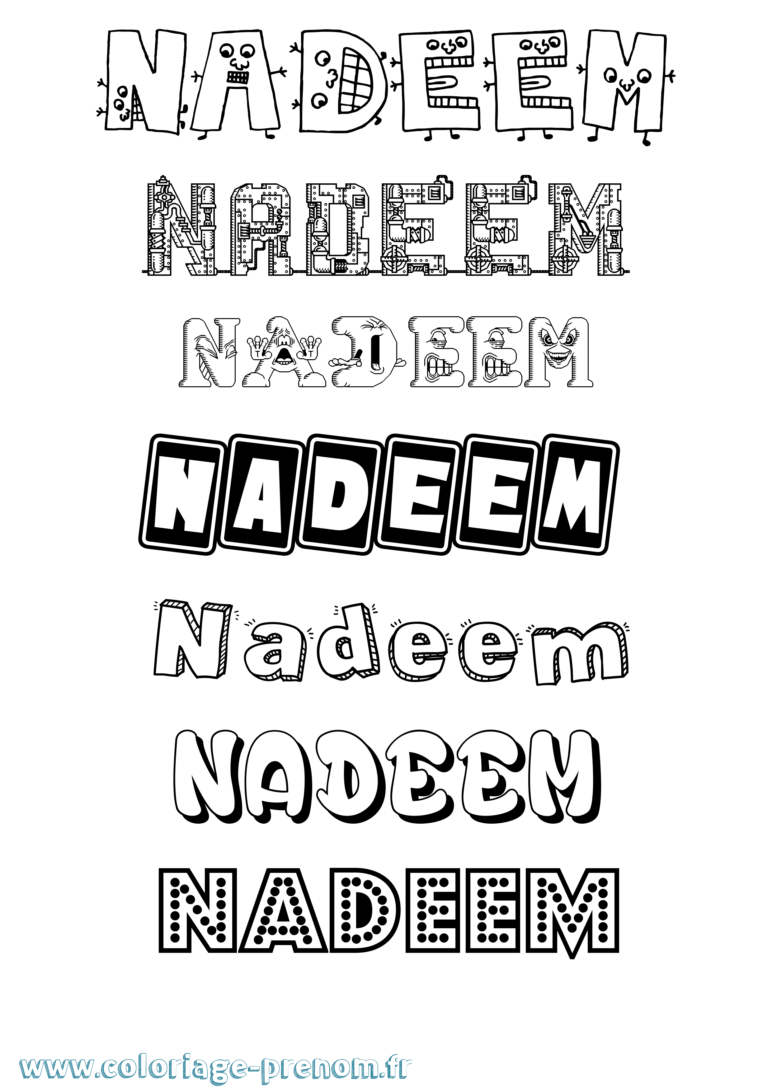 Coloriage Nadeem Fun Coloriage prénom Nadeem Fun