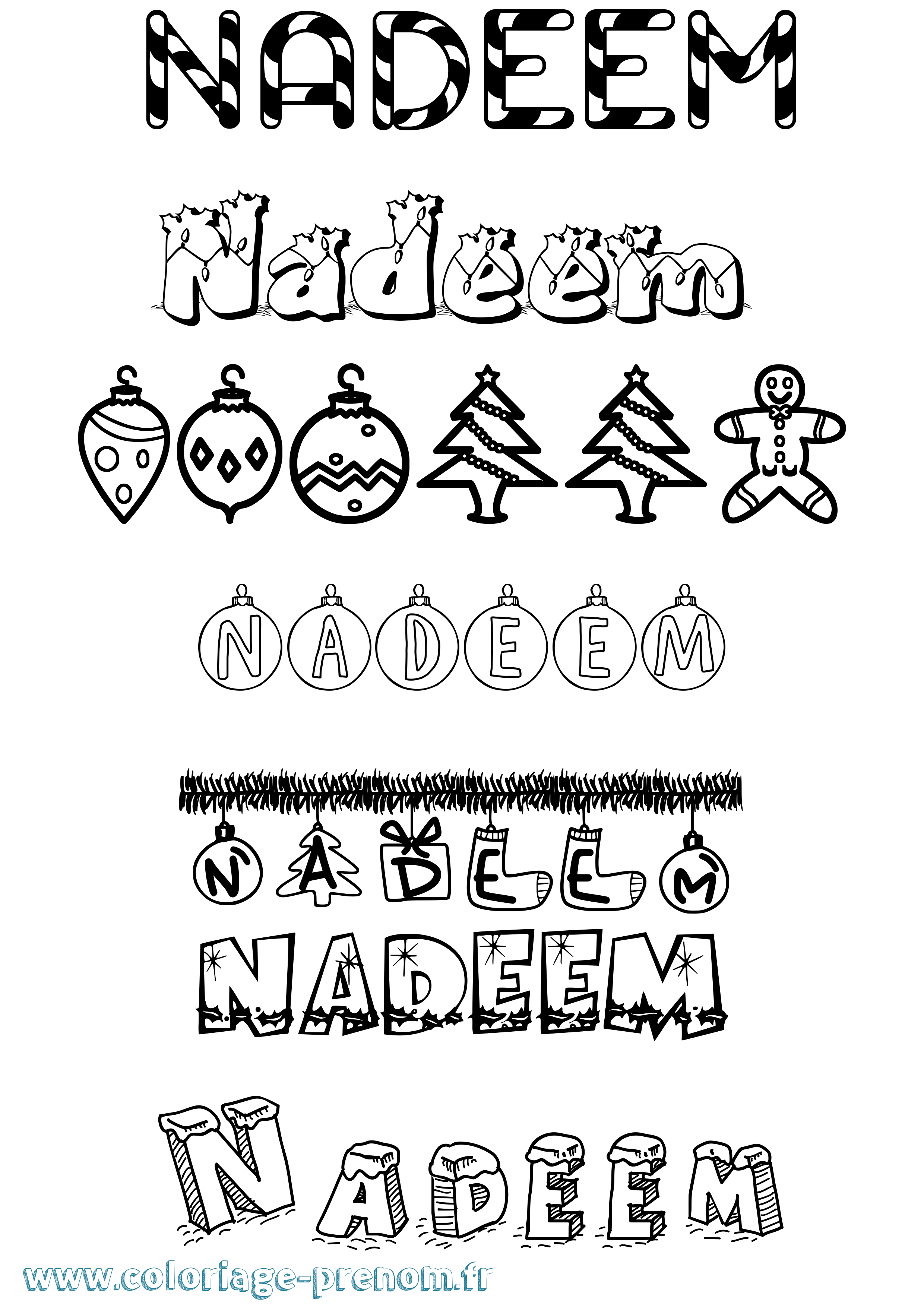 Coloriage Nadeem Noël Coloriage prénom Nadeem Noël