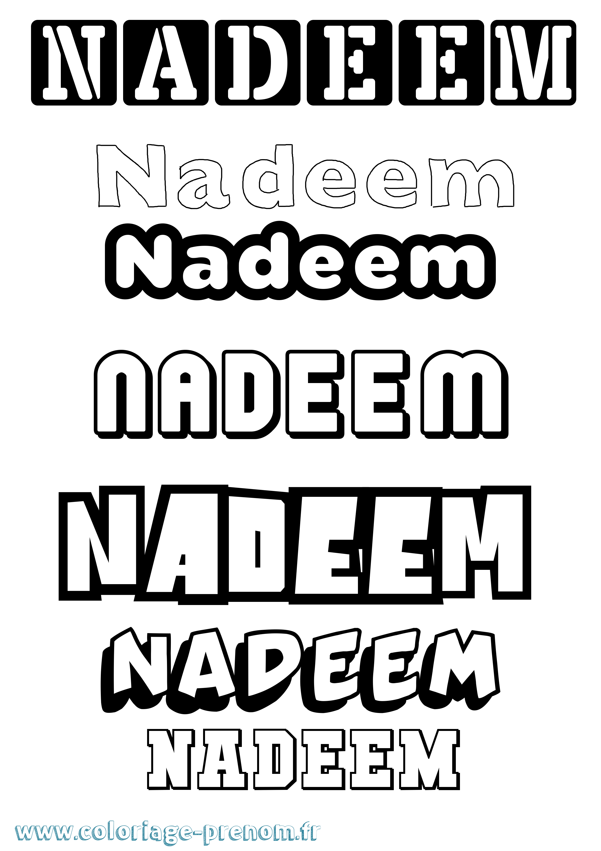 Coloriage prénom Nadeem Simple