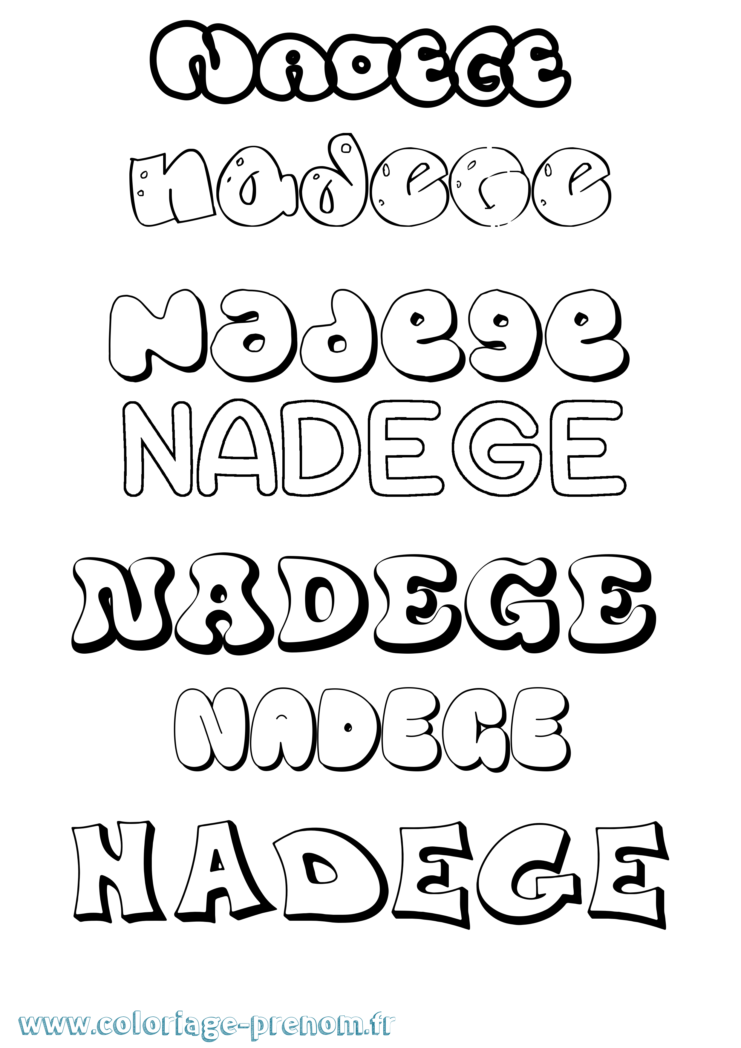 Coloriage Nadege Bubble Coloriage prénom Nadege Bubble
