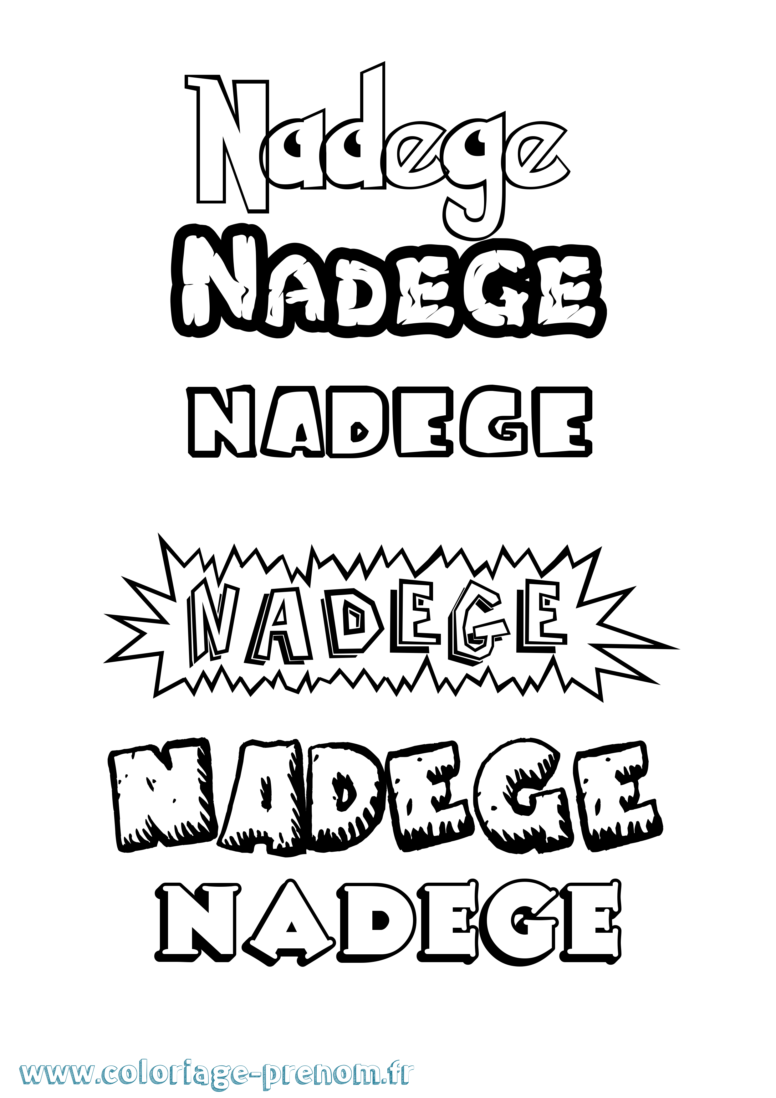 Coloriage Nadege Dessin Animé Coloriage prénom Nadege Dessin Animé