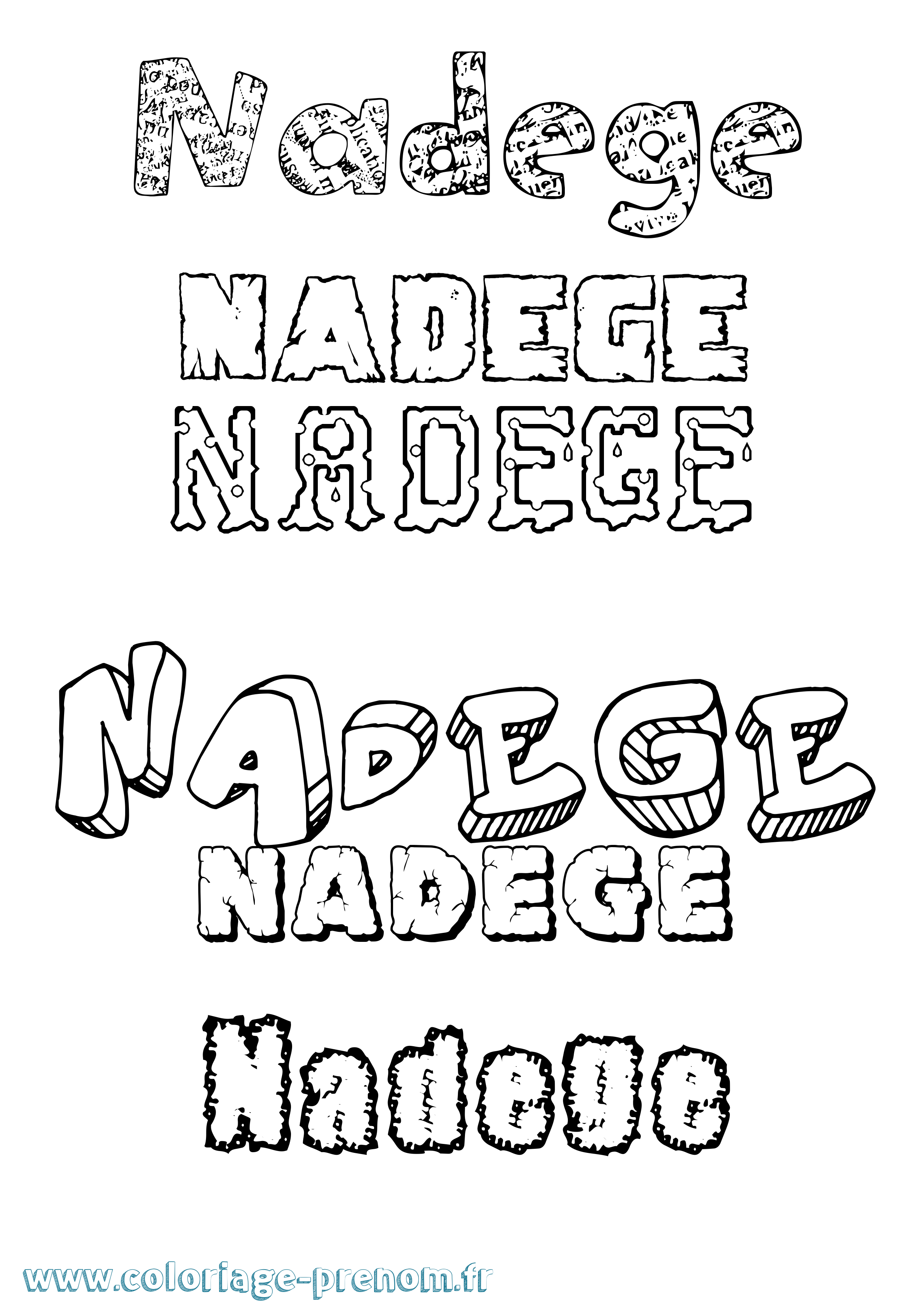 Coloriage Nadege Destructuré Coloriage prénom Nadege Destructuré