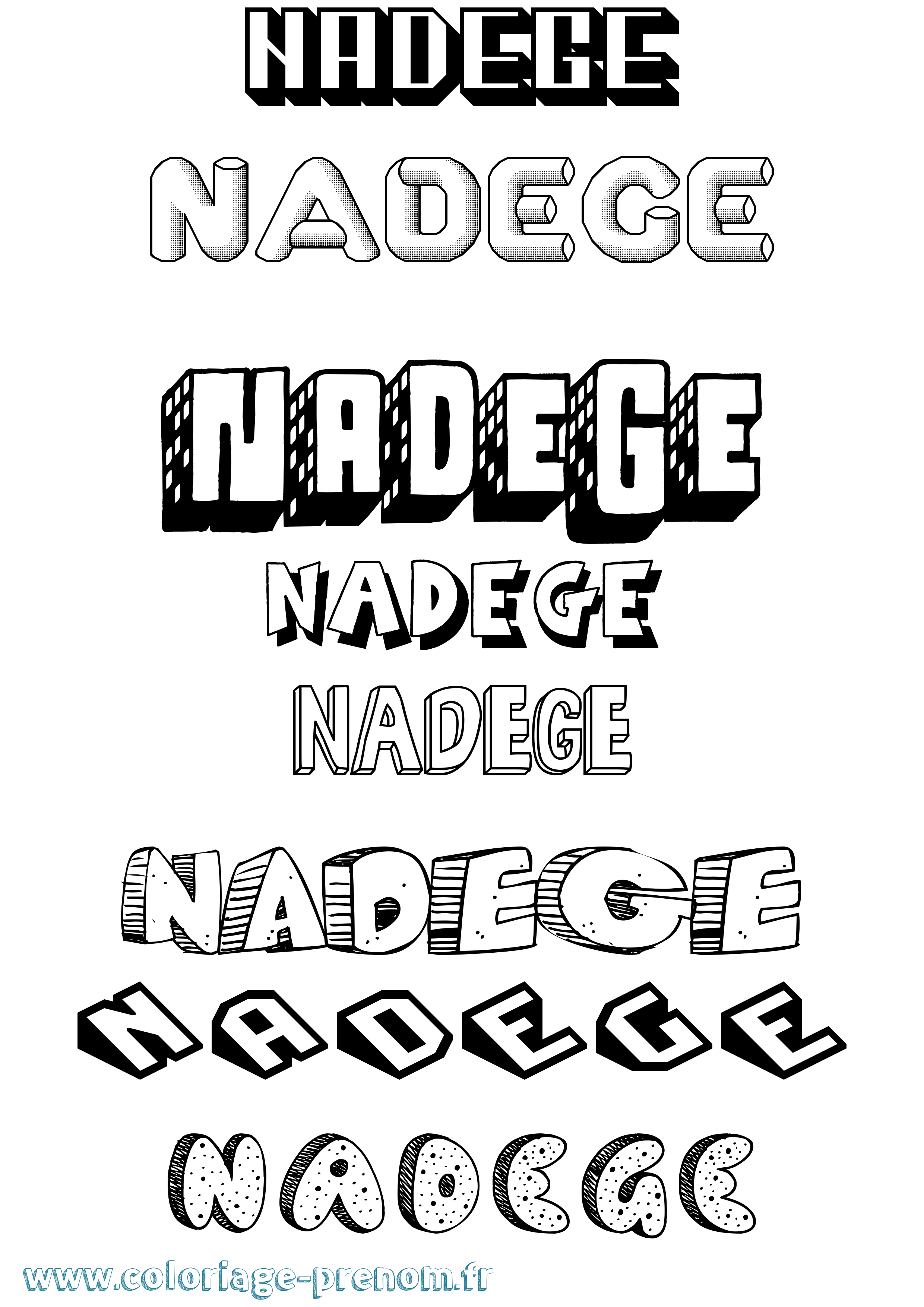 Coloriage Nadege Effet 3D Coloriage prénom Nadege Effet 3D