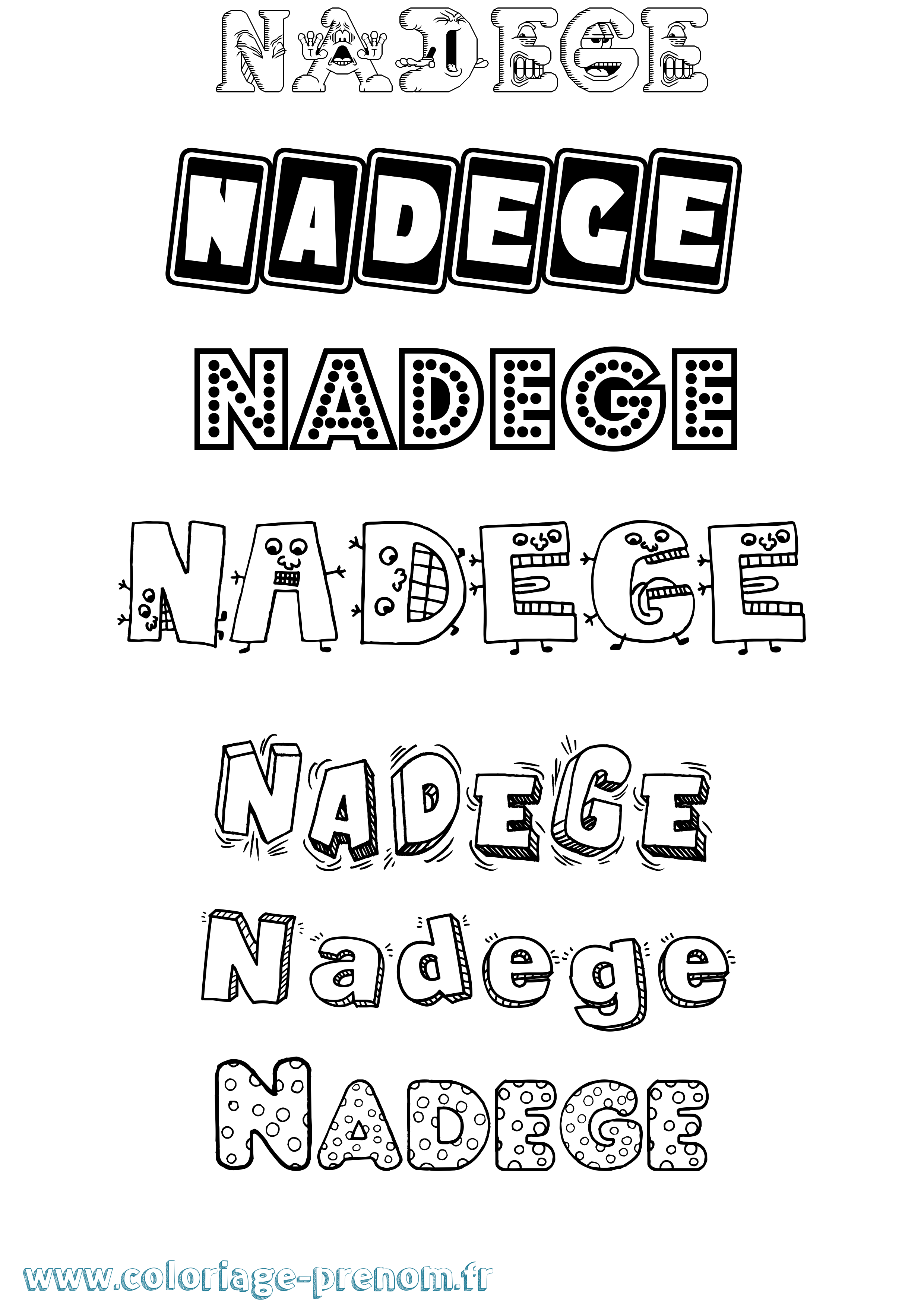 Coloriage Nadege Fun Coloriage prénom Nadege Fun