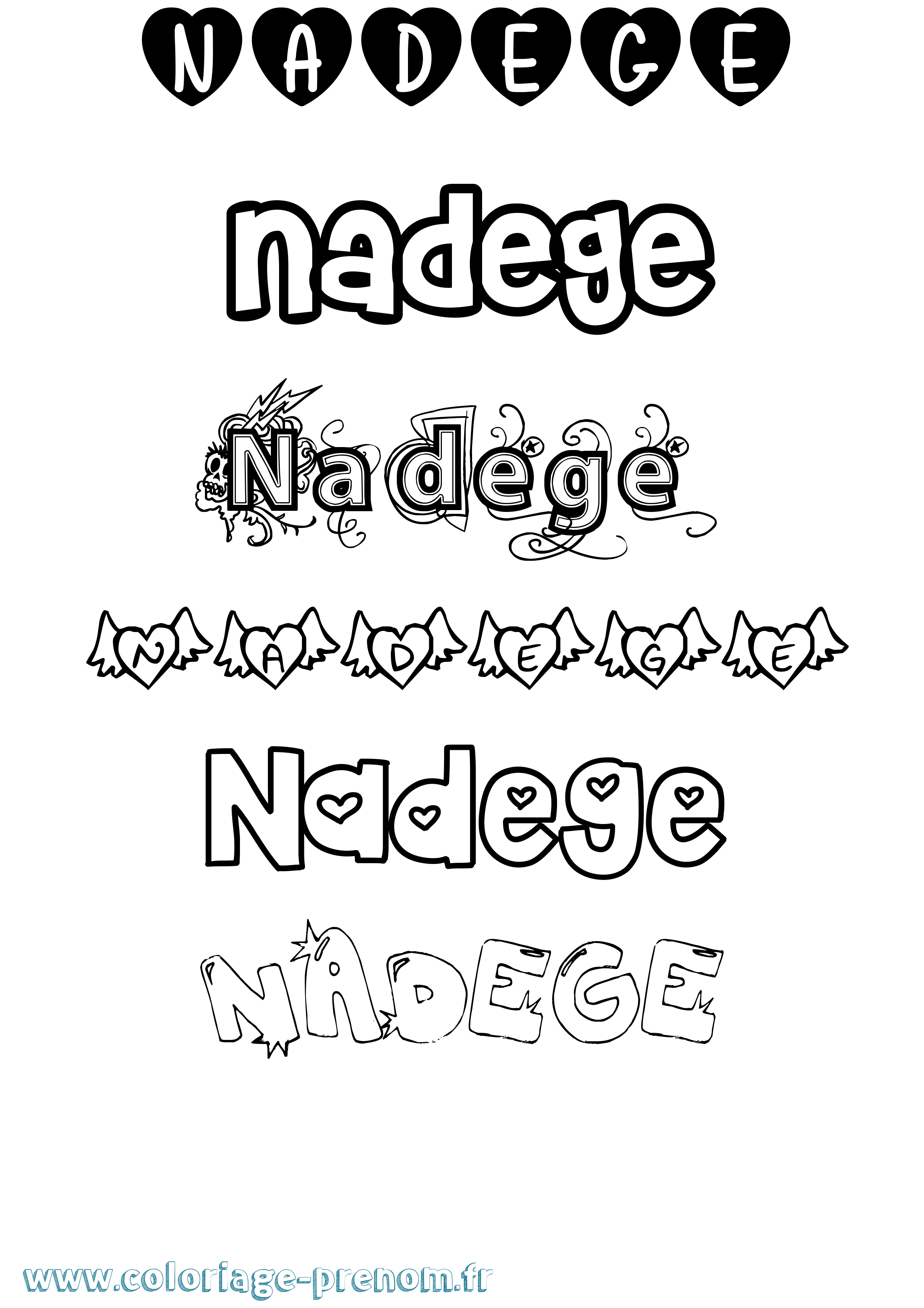 Coloriage Nadege Girly Coloriage prénom Nadege Girly